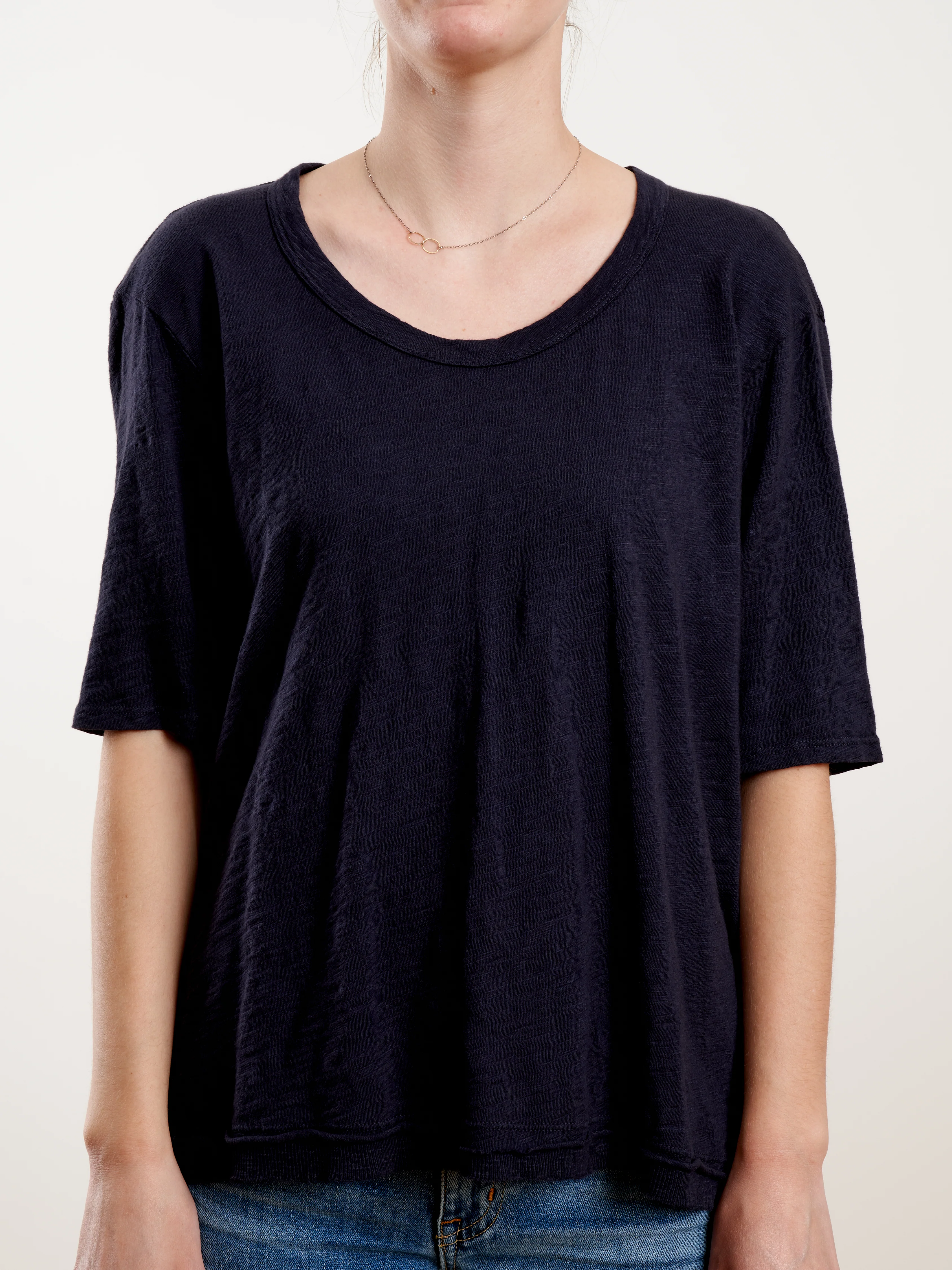 rib back mixed crew elbow tee - twilight - Image 5