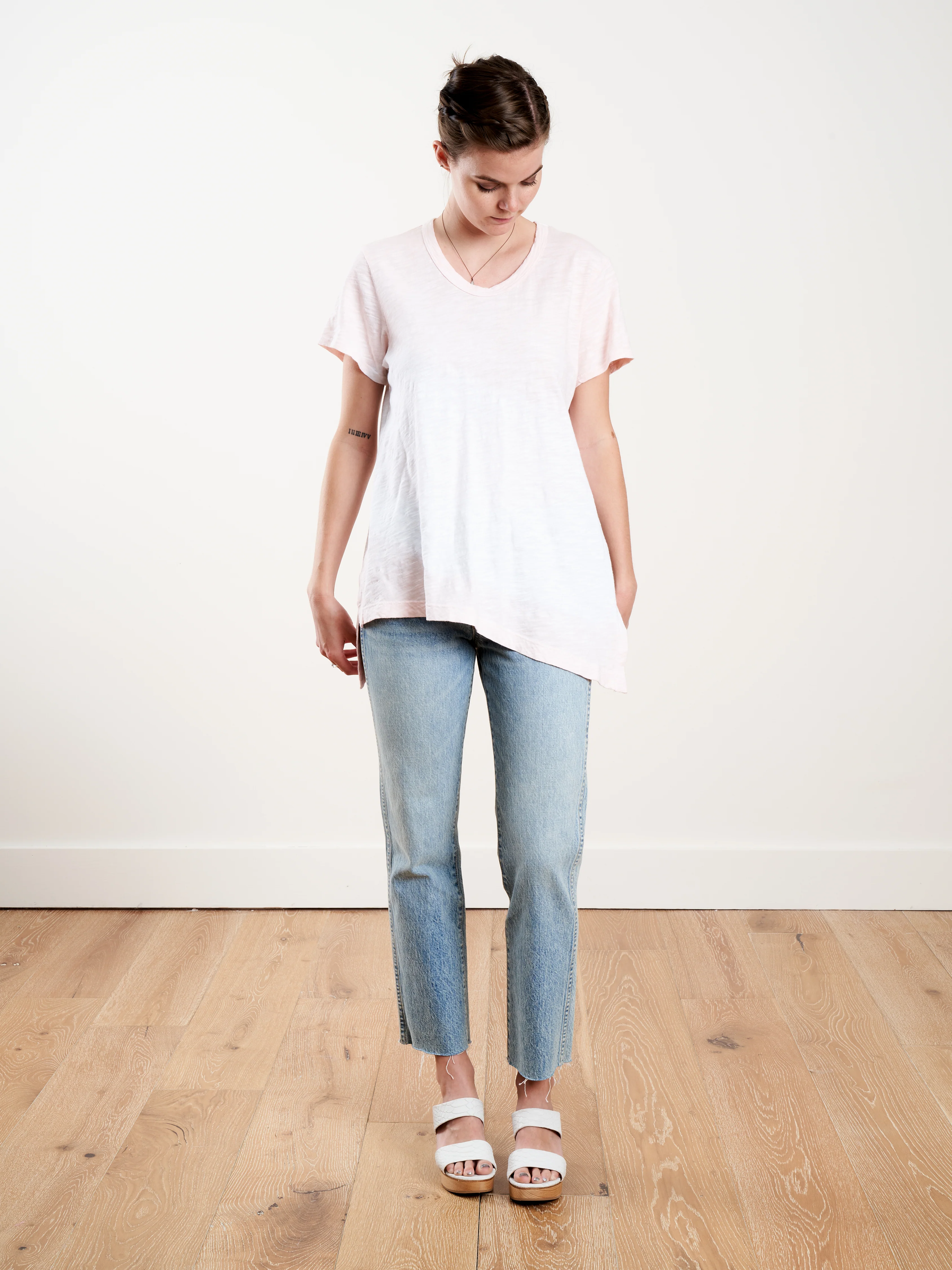 shrunken scoop s/s double dip tee - baby pink - Image 2