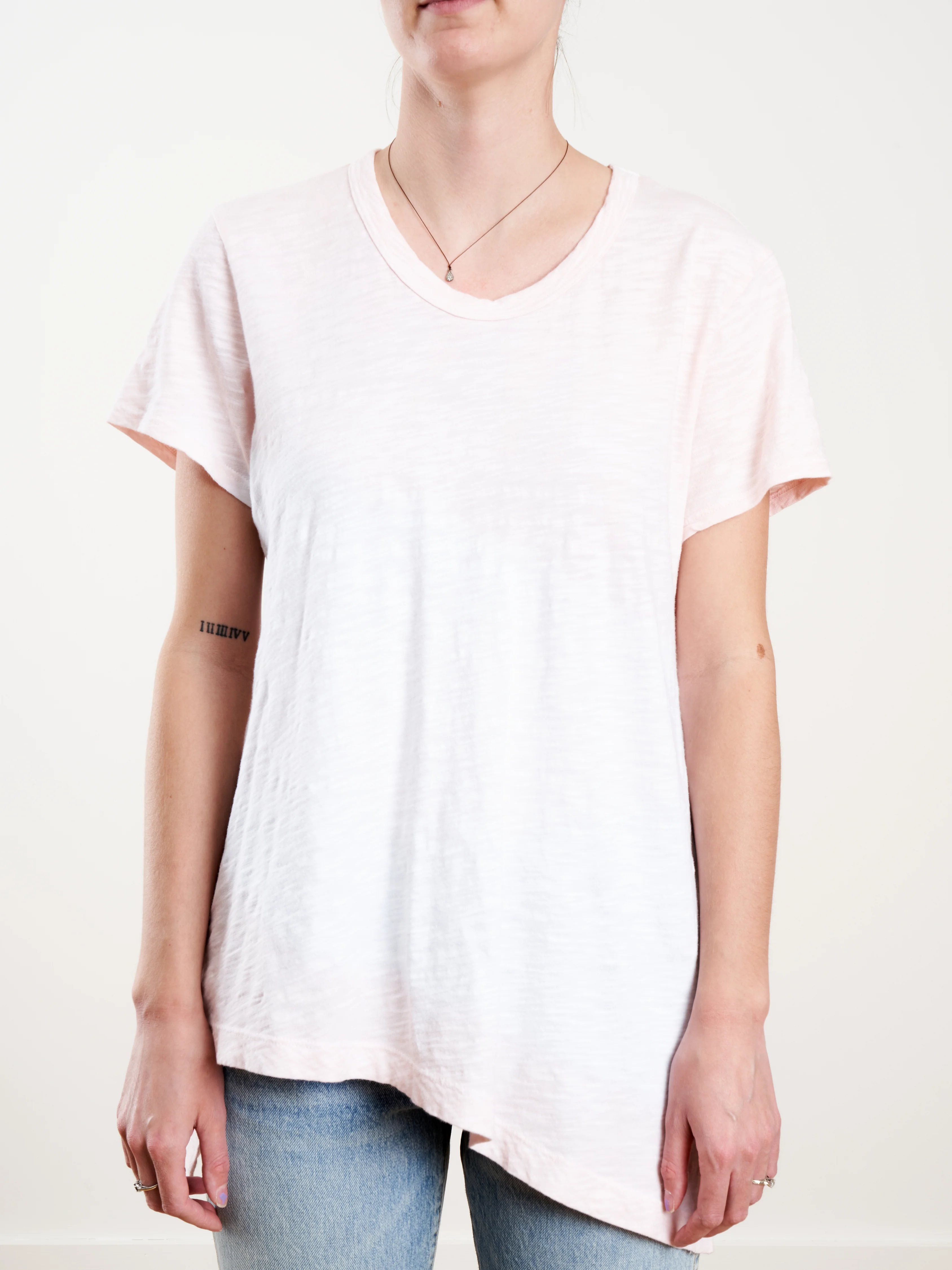 shrunken scoop s/s double dip tee - baby pink - Image 3