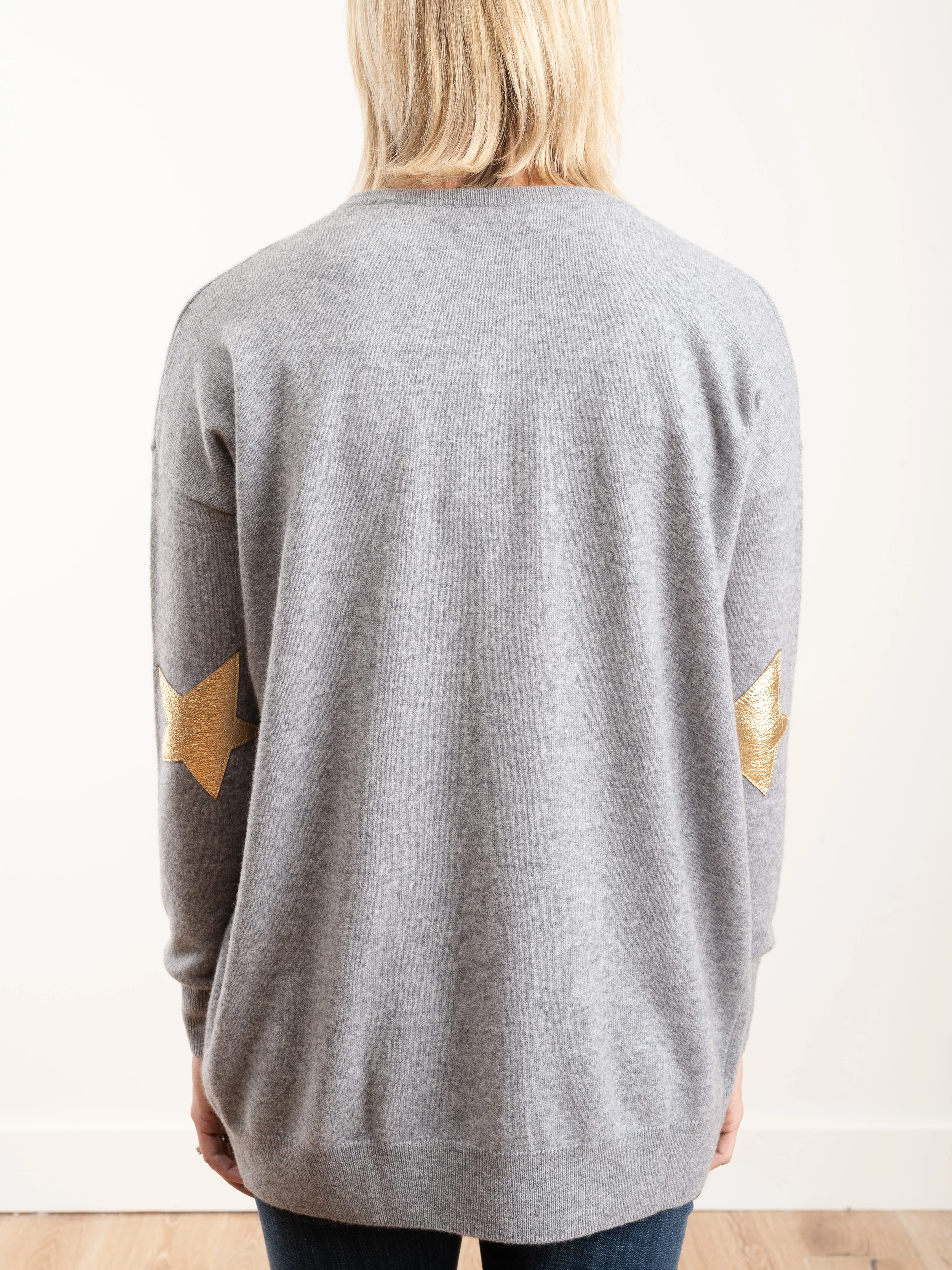 cardigan with star elbow - grey/gold - Image 4