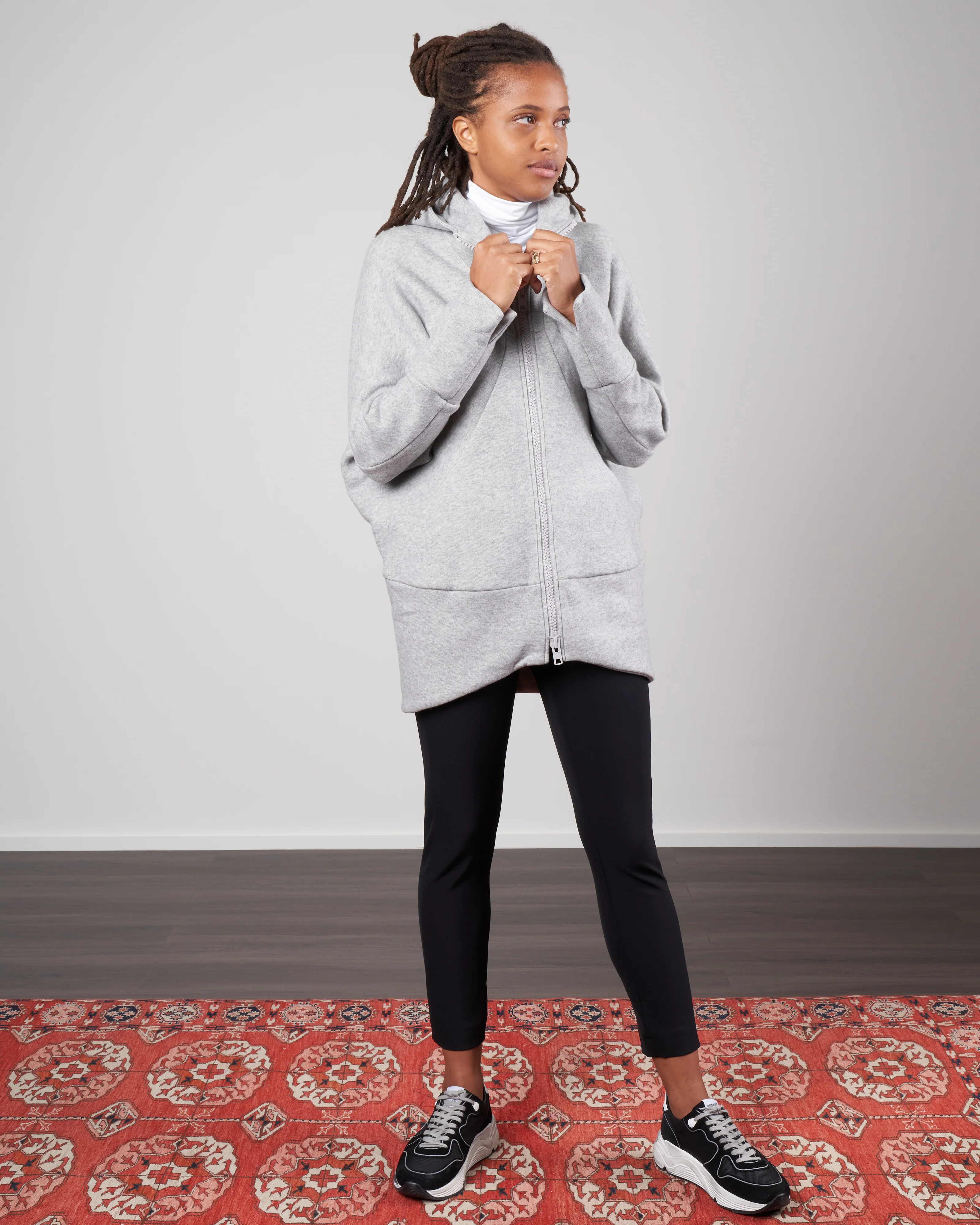 brushed terry hooded parka - heather grey - Image 2