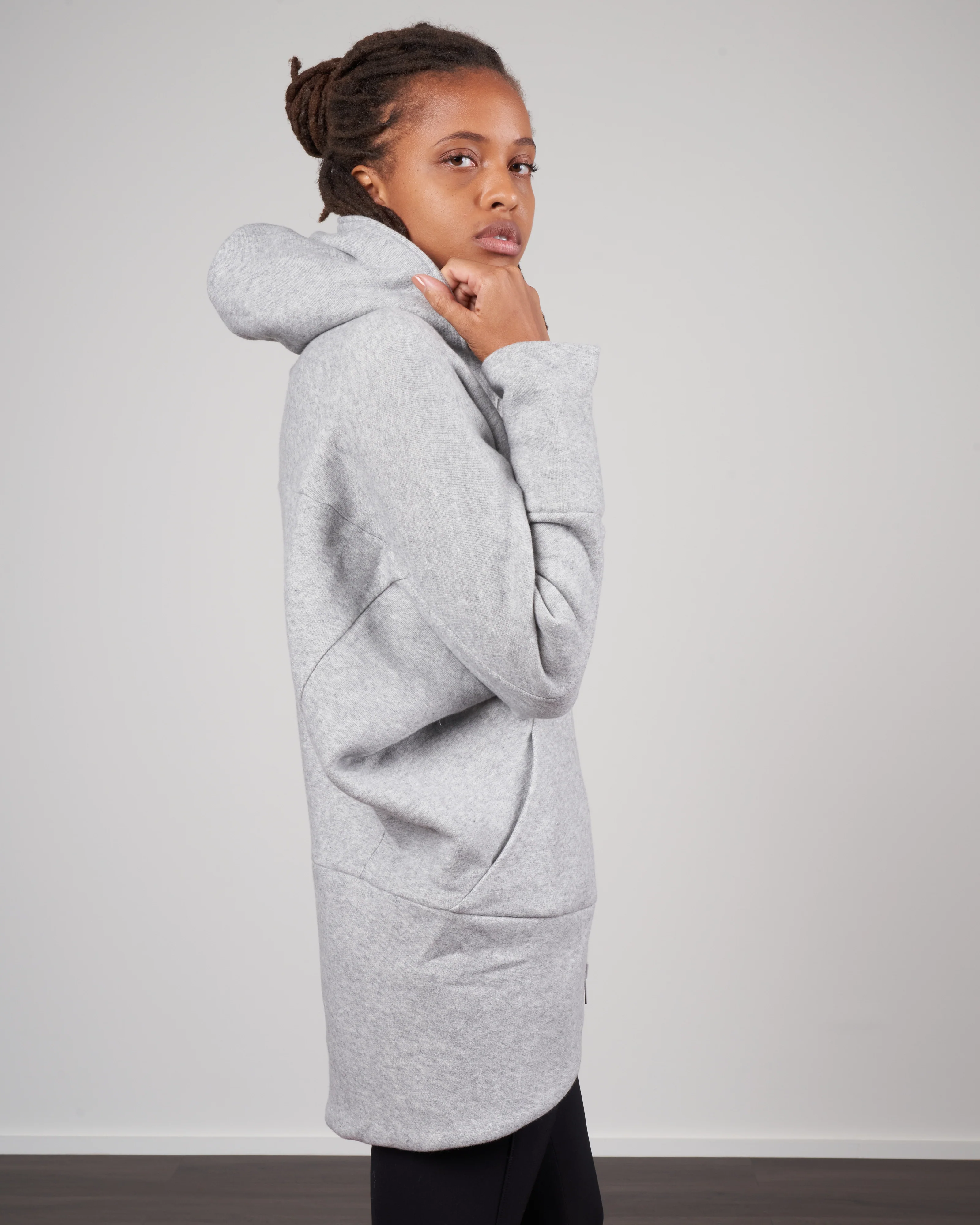 brushed terry hooded parka - heather grey - Image 3