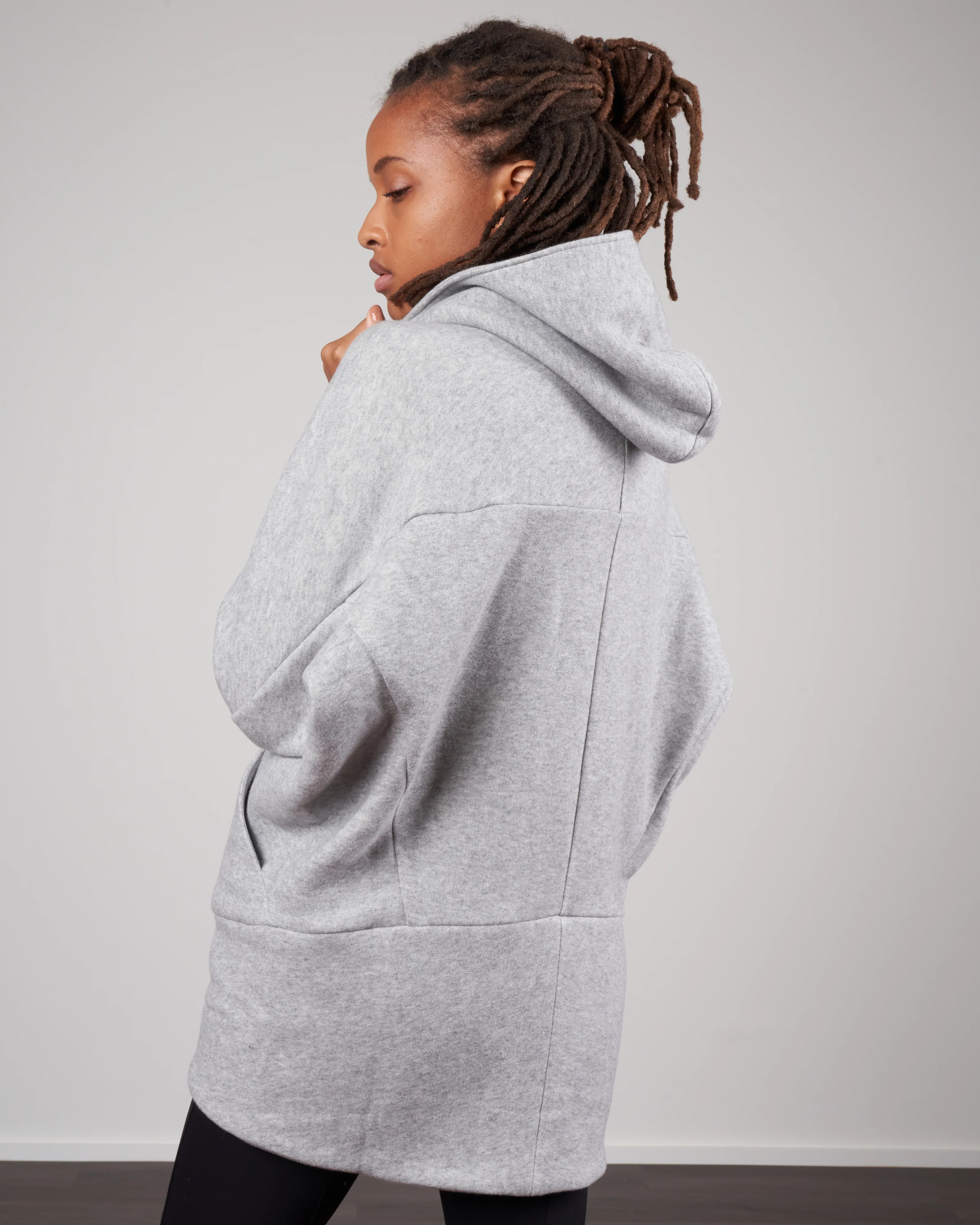 brushed terry hooded parka - heather grey - Image 4