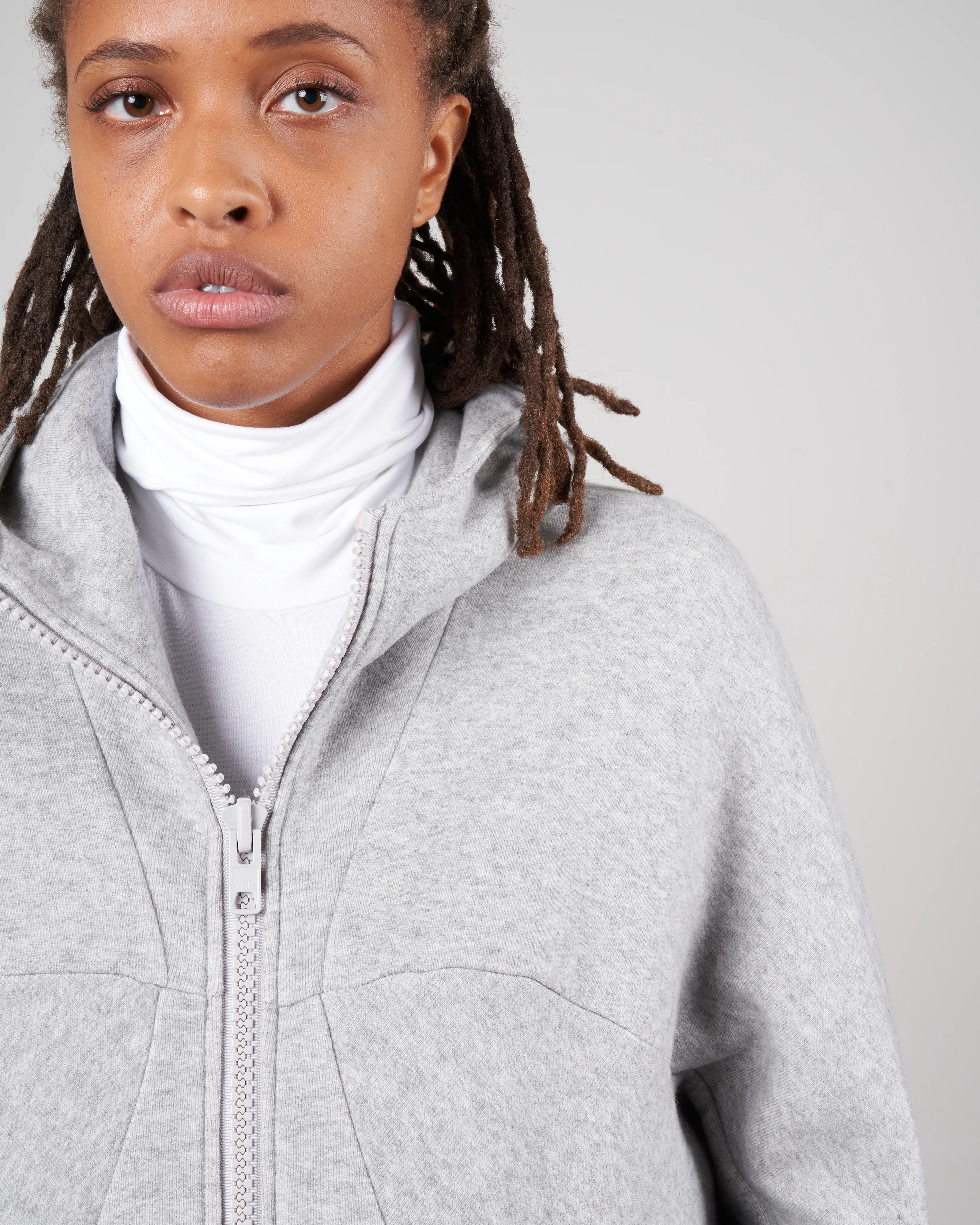 brushed terry hooded parka - heather grey - Image 5