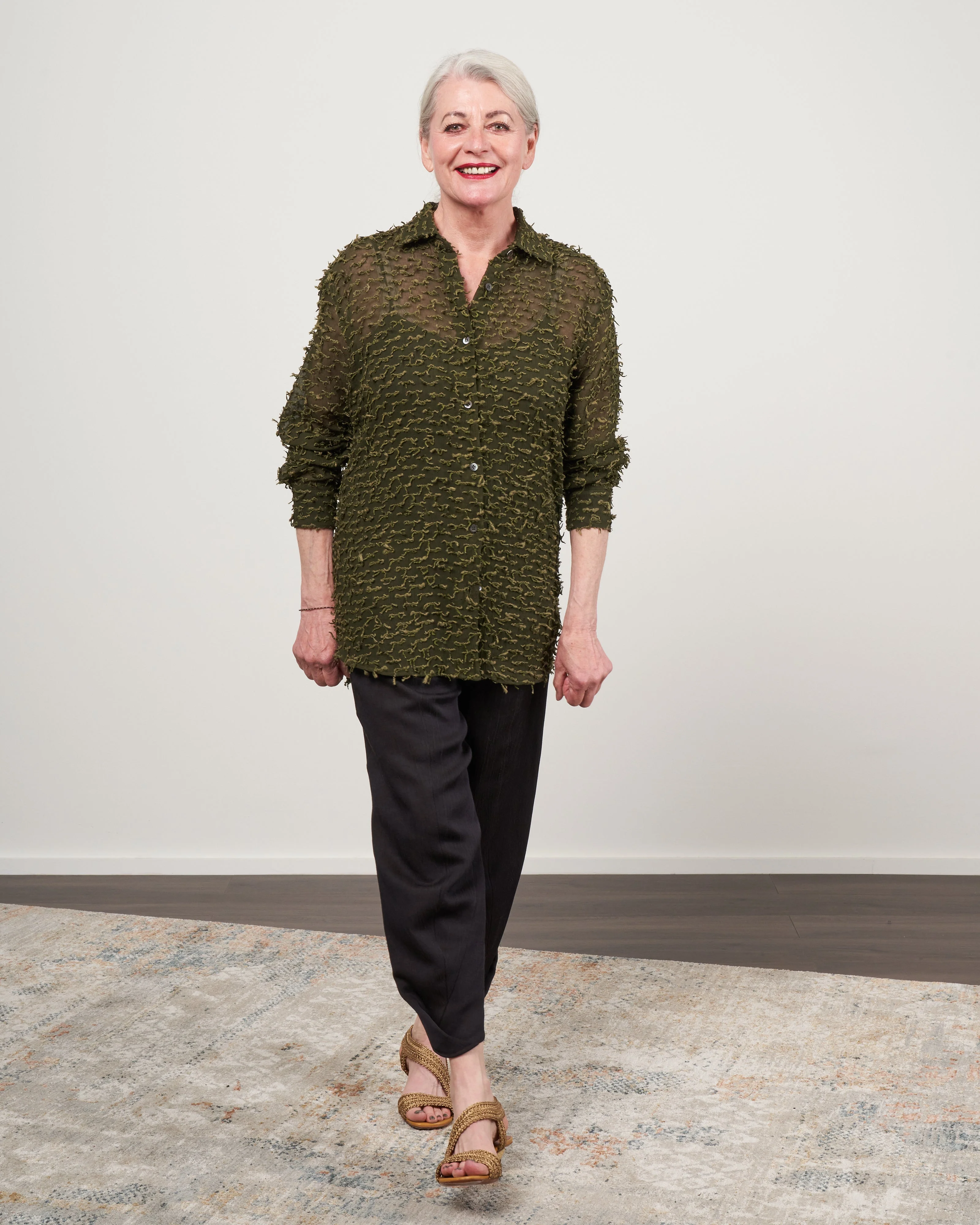cropped akeo pant - black linen drape - Image 2