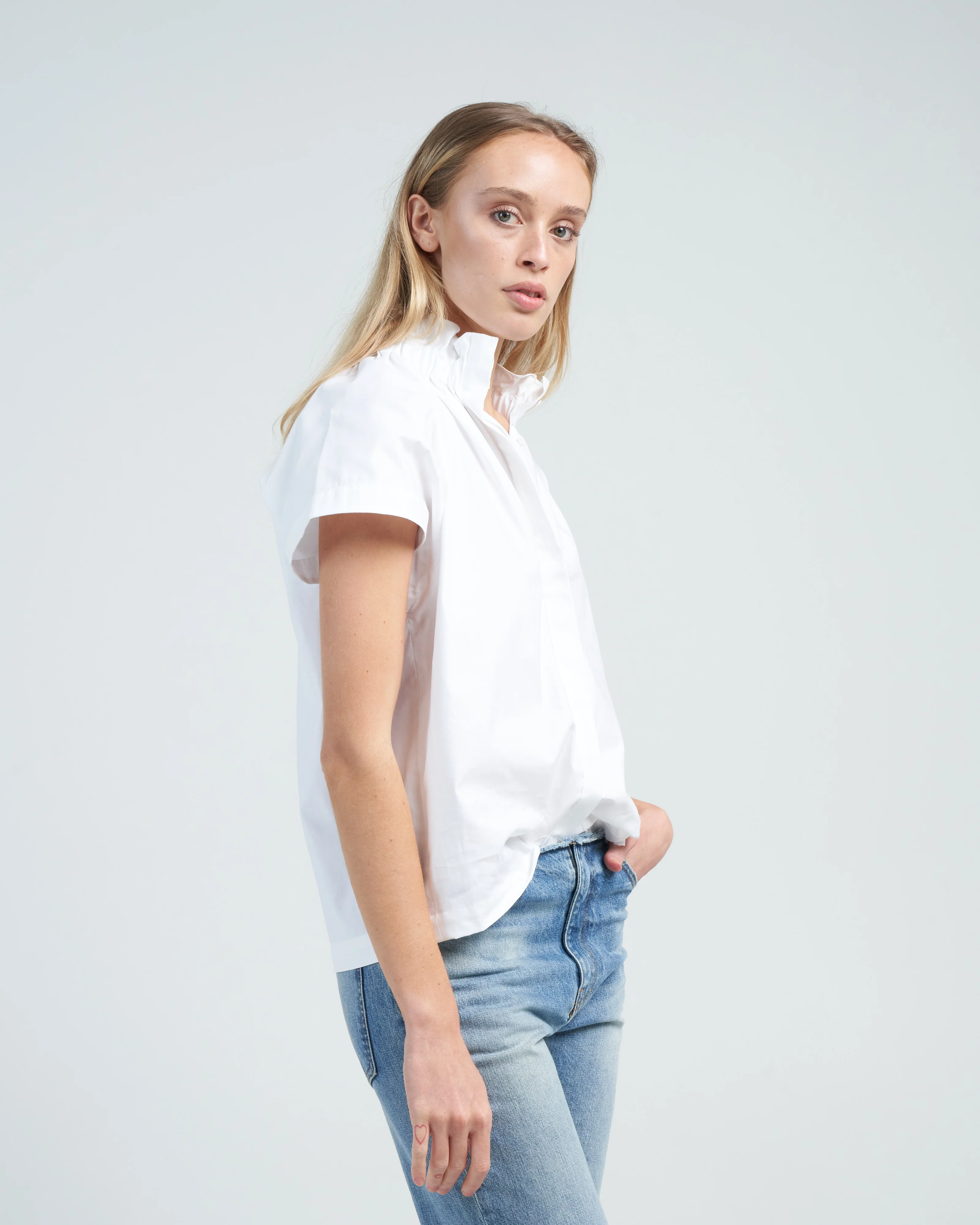 elastic gaban shirt cotton broadcloth - white pepper - Image 3