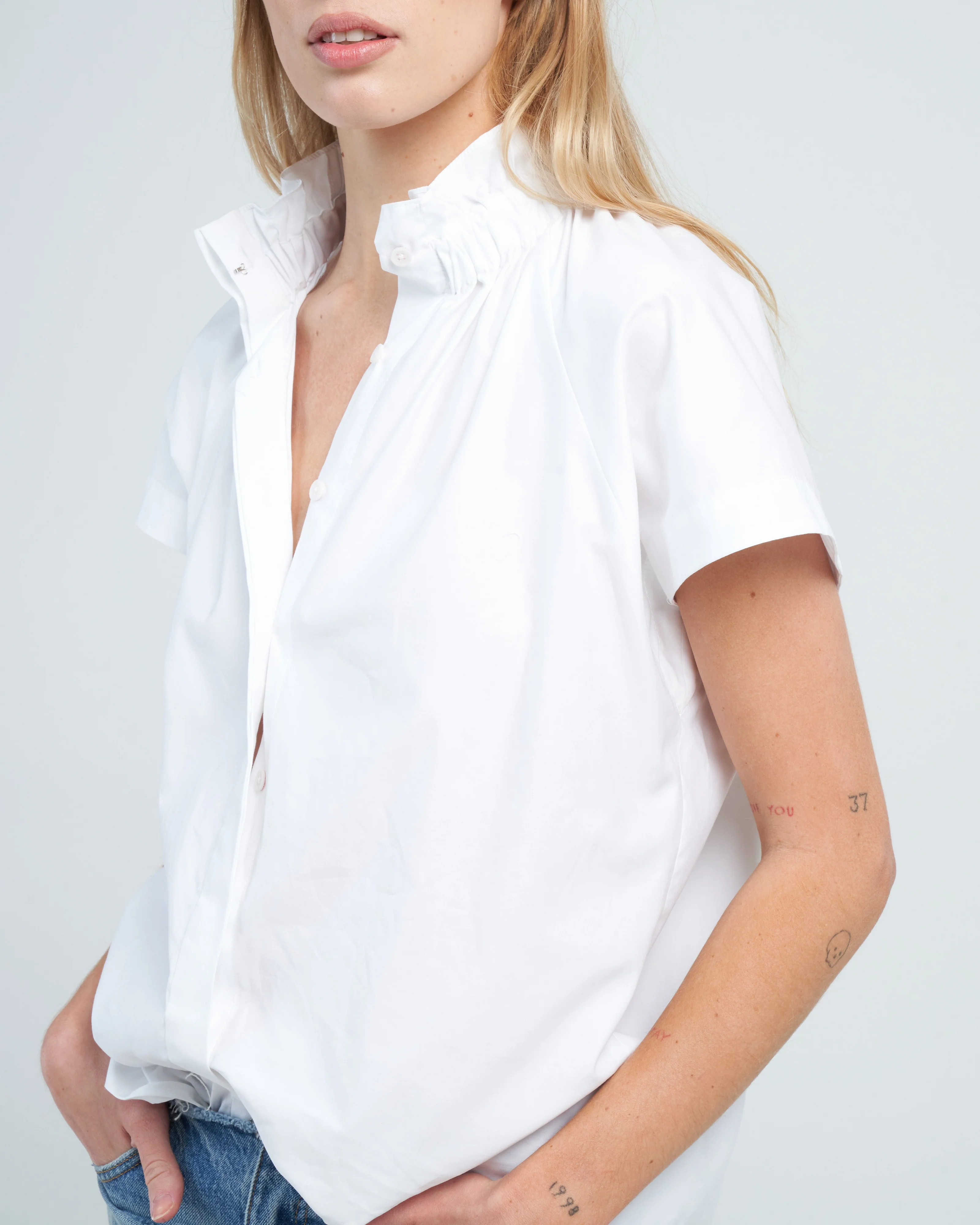 elastic gaban shirt cotton broadcloth - white pepper - Image 5