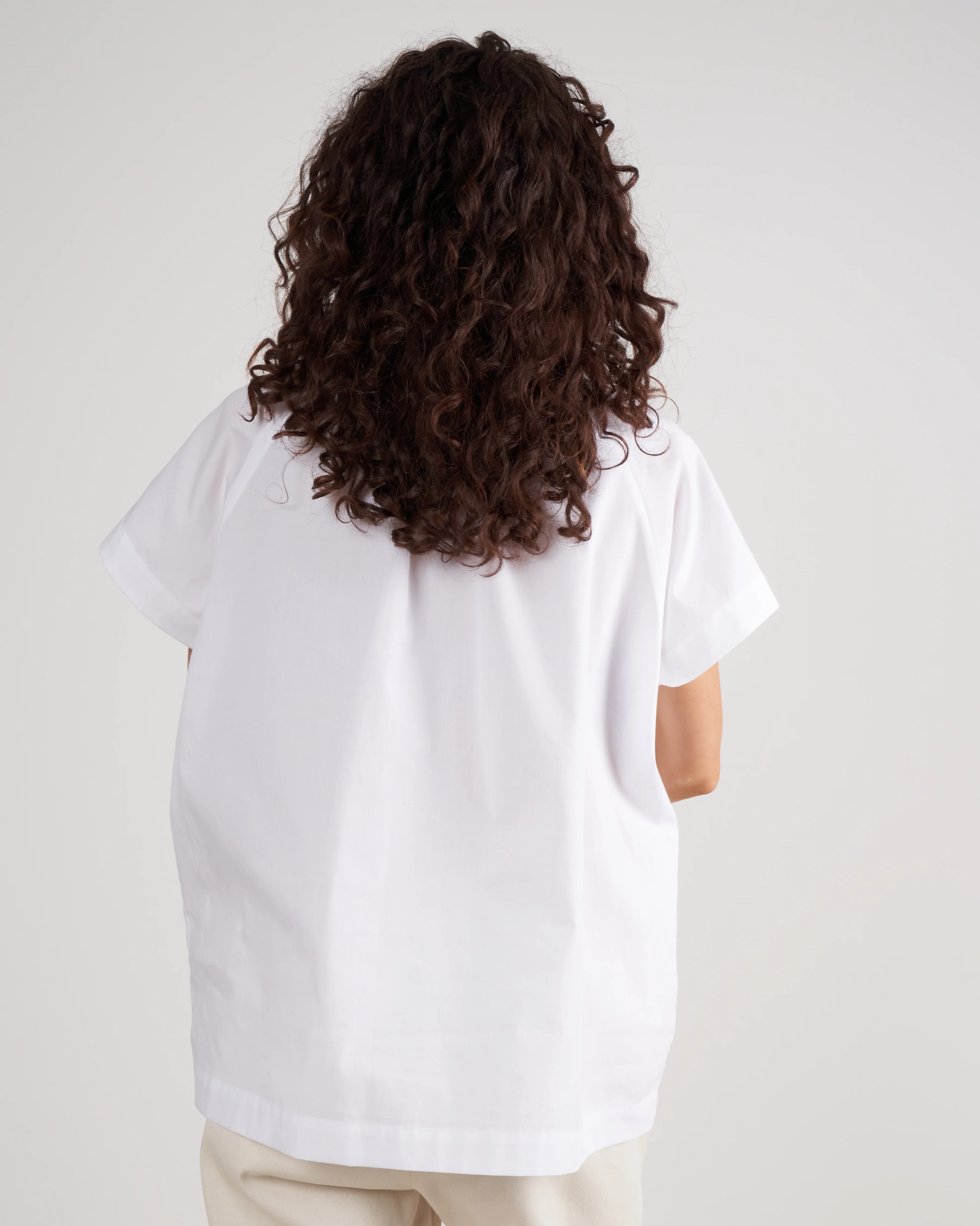 elastic gaban shirt - white cotton poplin - Image 4