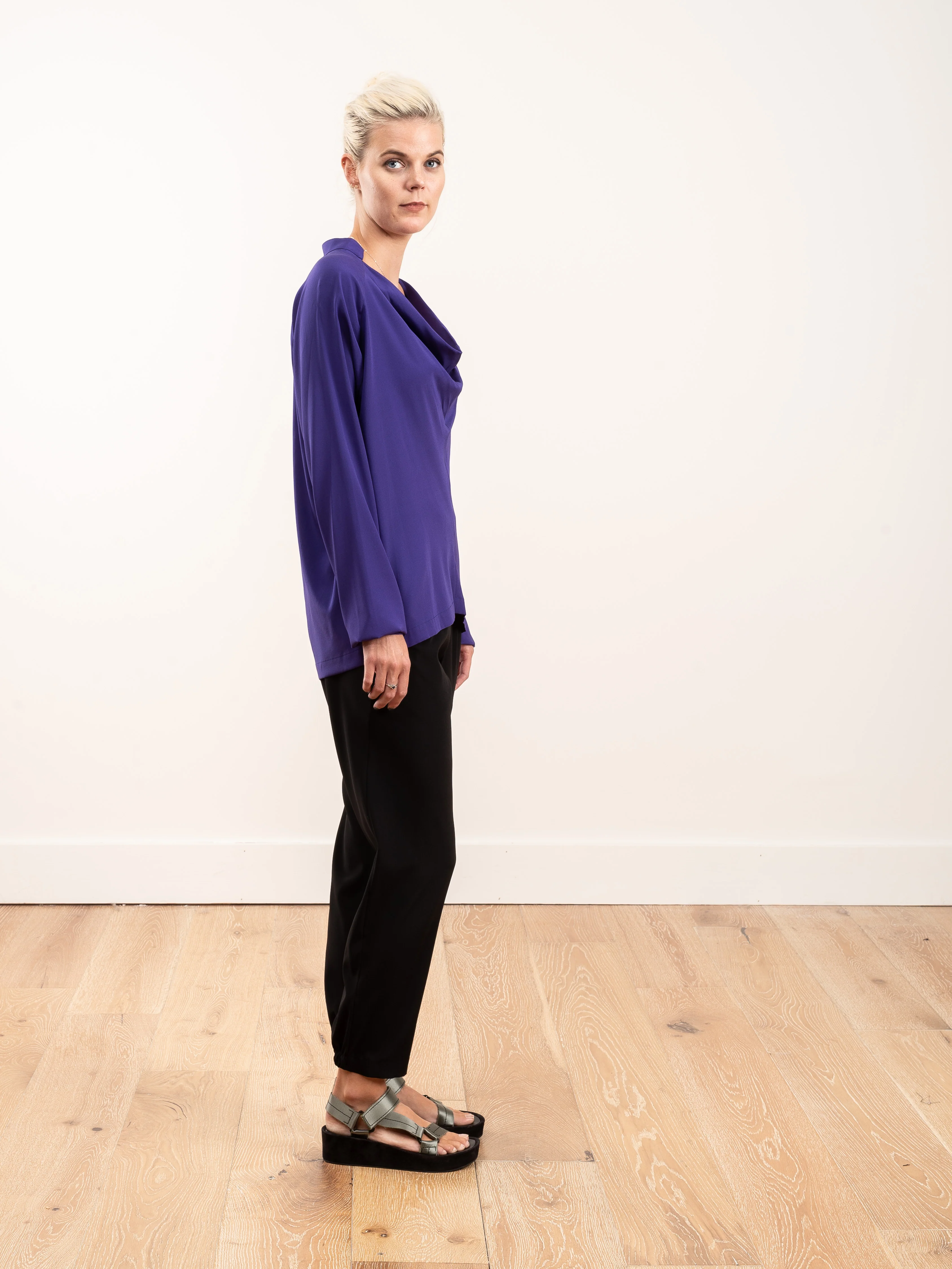 evi long sleeve top silk charmeuse - ultra violet - Image 2