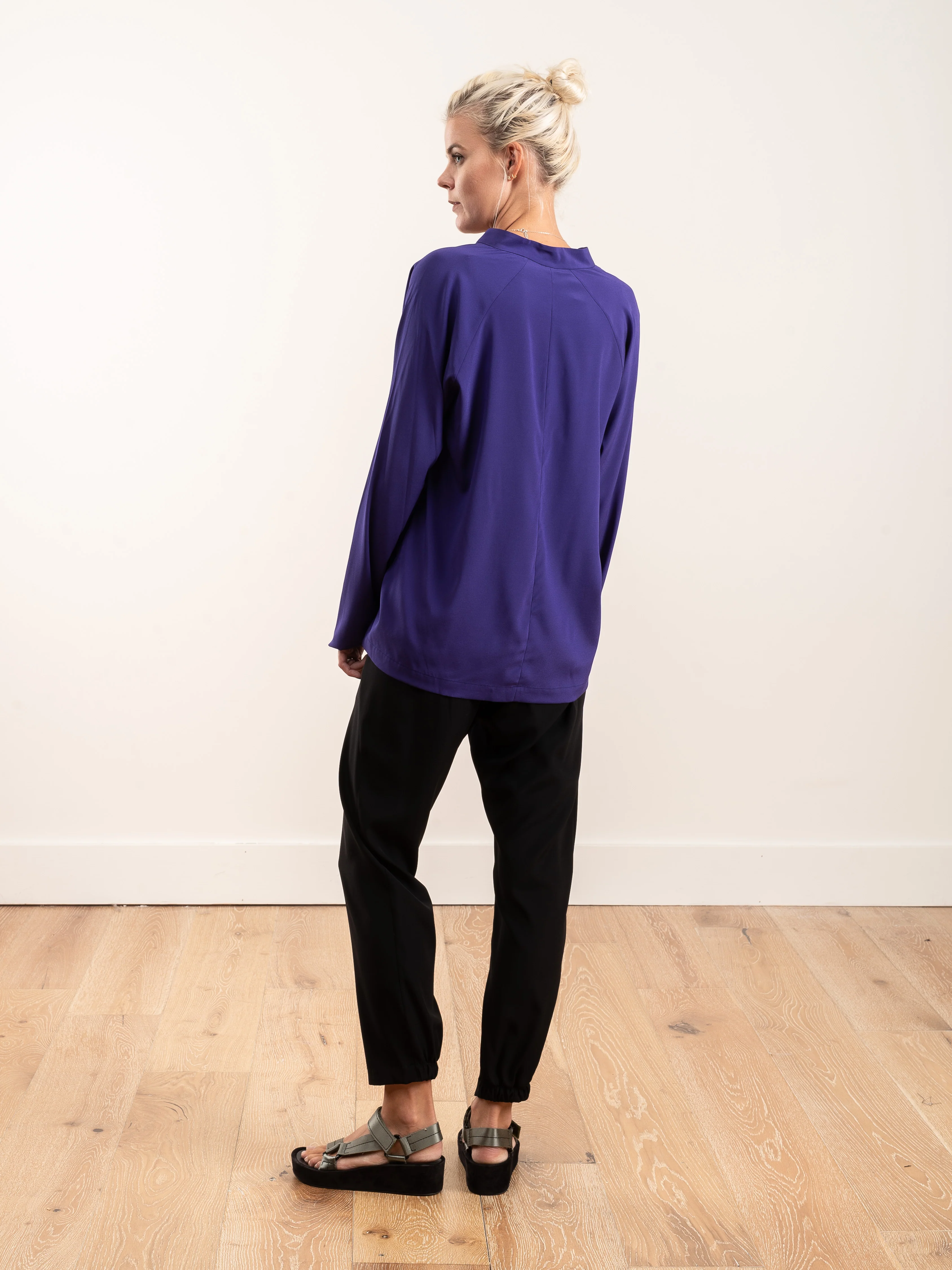 evi long sleeve top silk charmeuse - ultra violet - Image 3