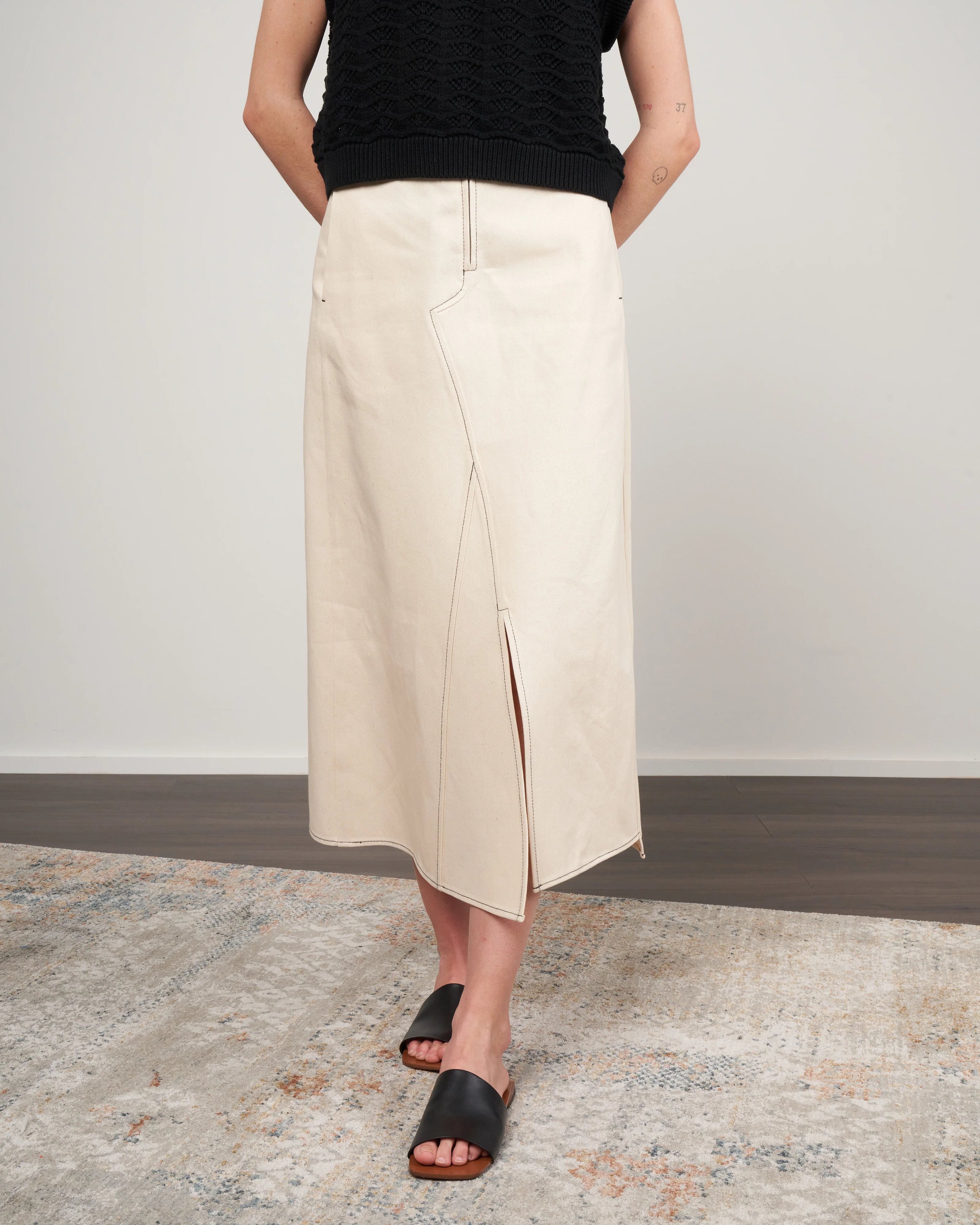 flight patchwork skirt - ecru eco denim - Image 2