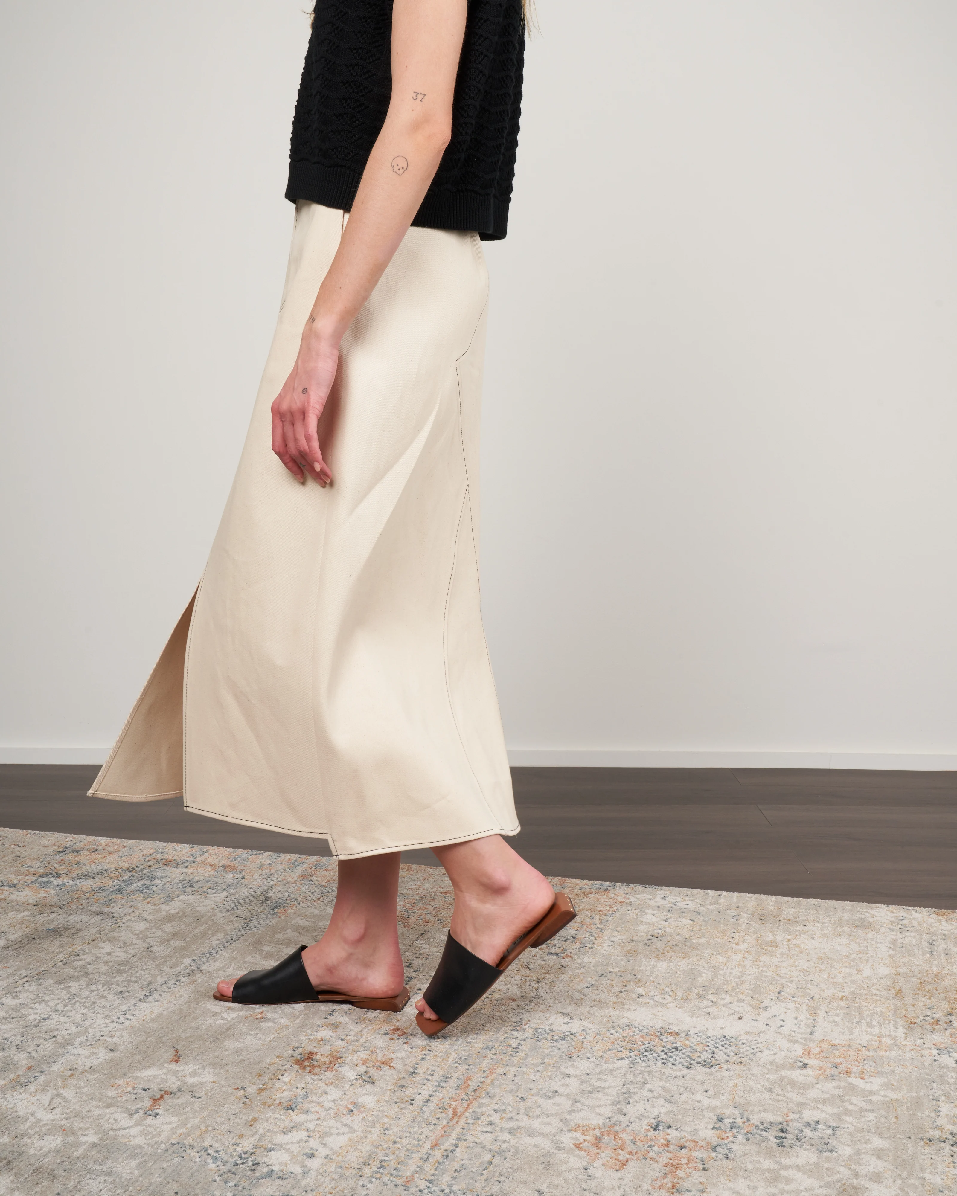 flight patchwork skirt - ecru eco denim - Image 3