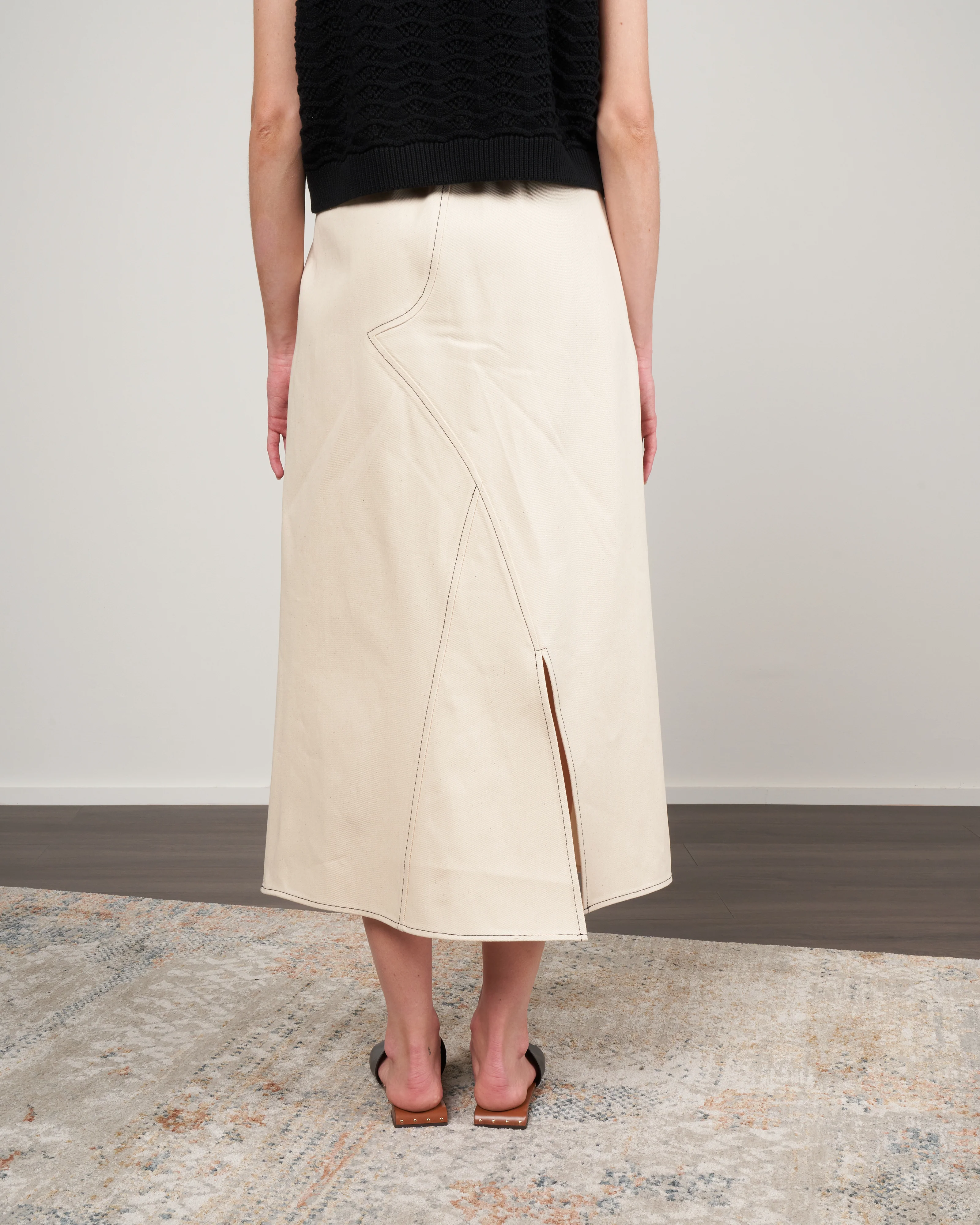 flight patchwork skirt - ecru eco denim - Image 4
