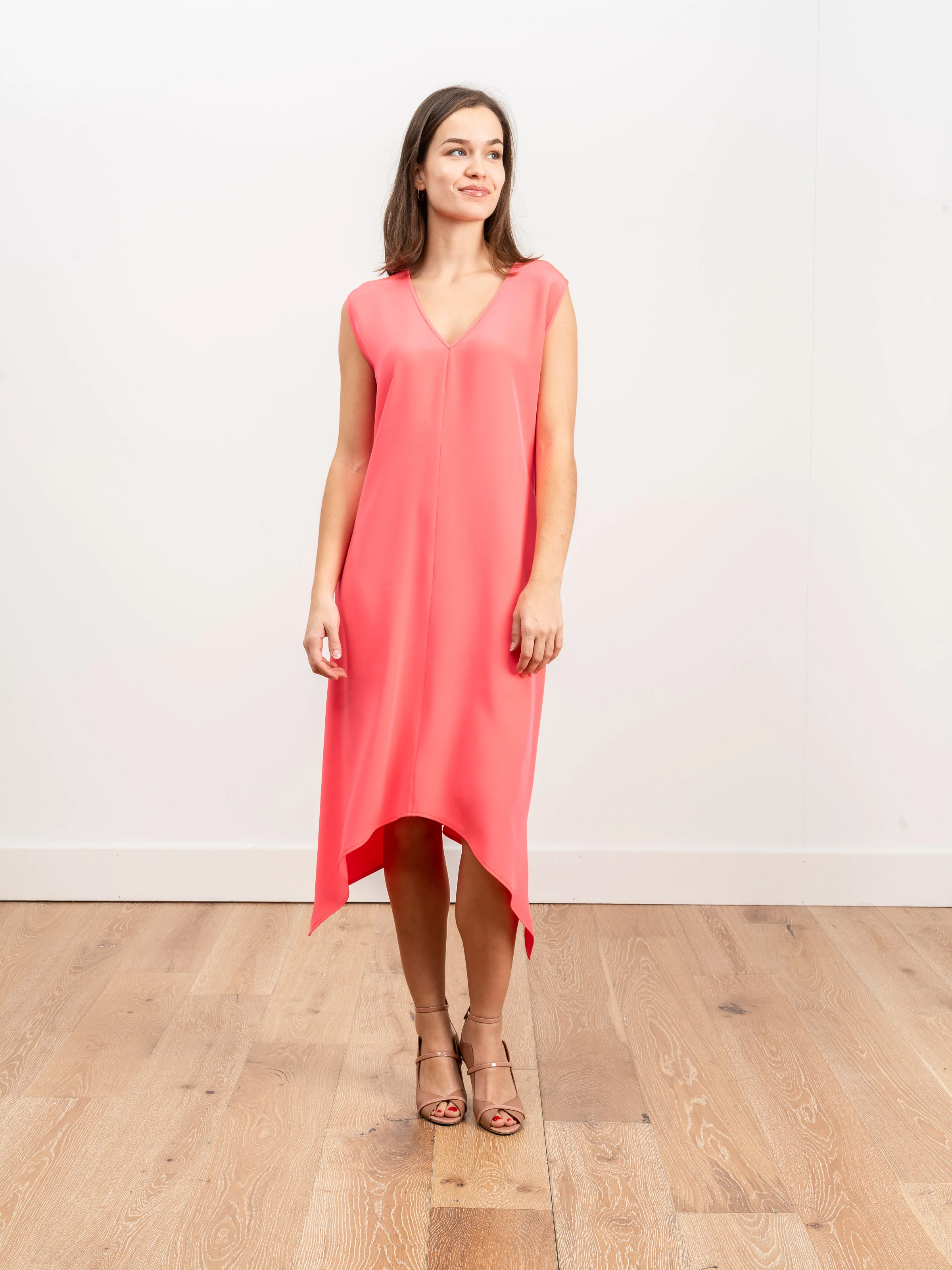 foulard dress - coral