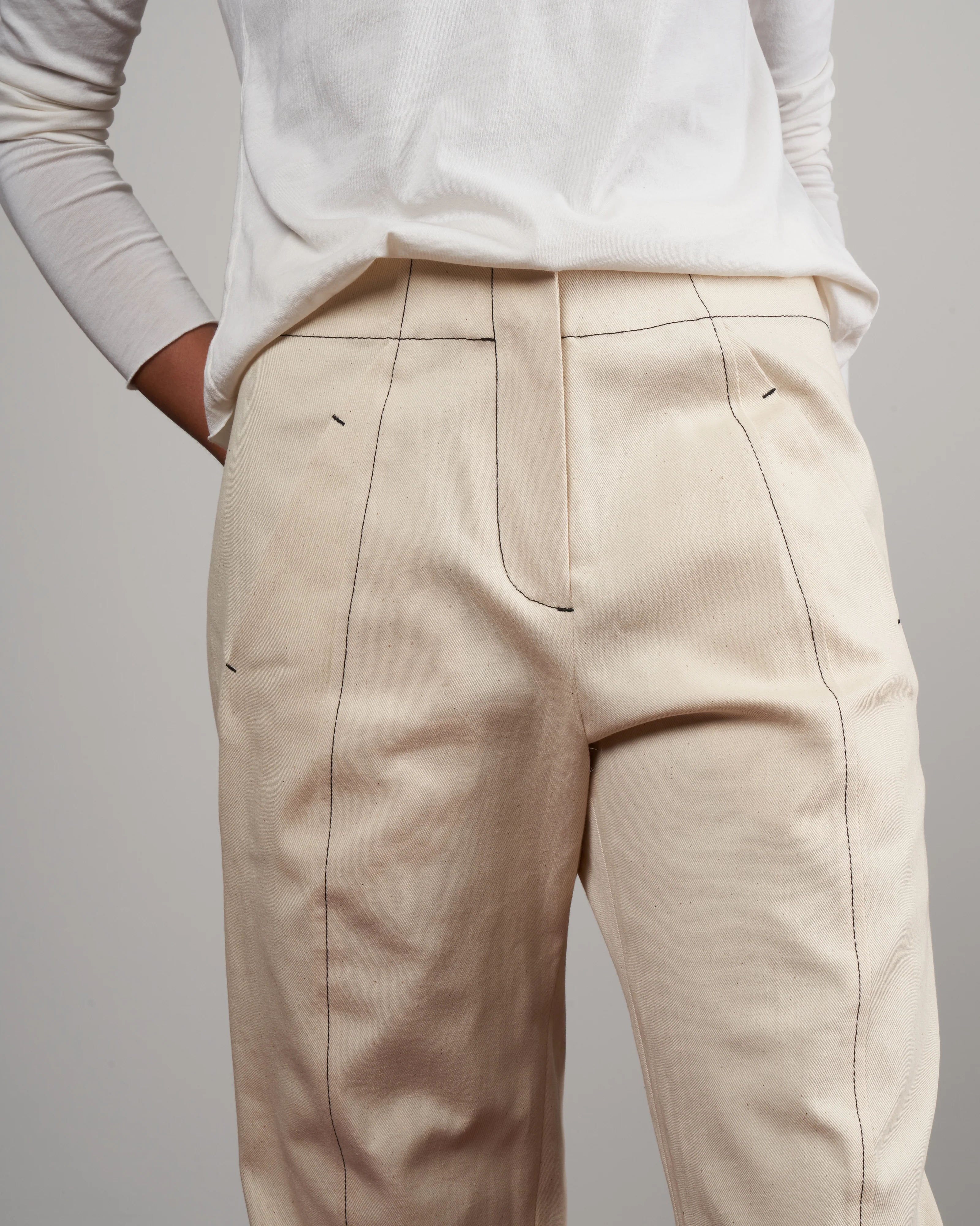 takeo pant stretch denim - ecru - Image 2