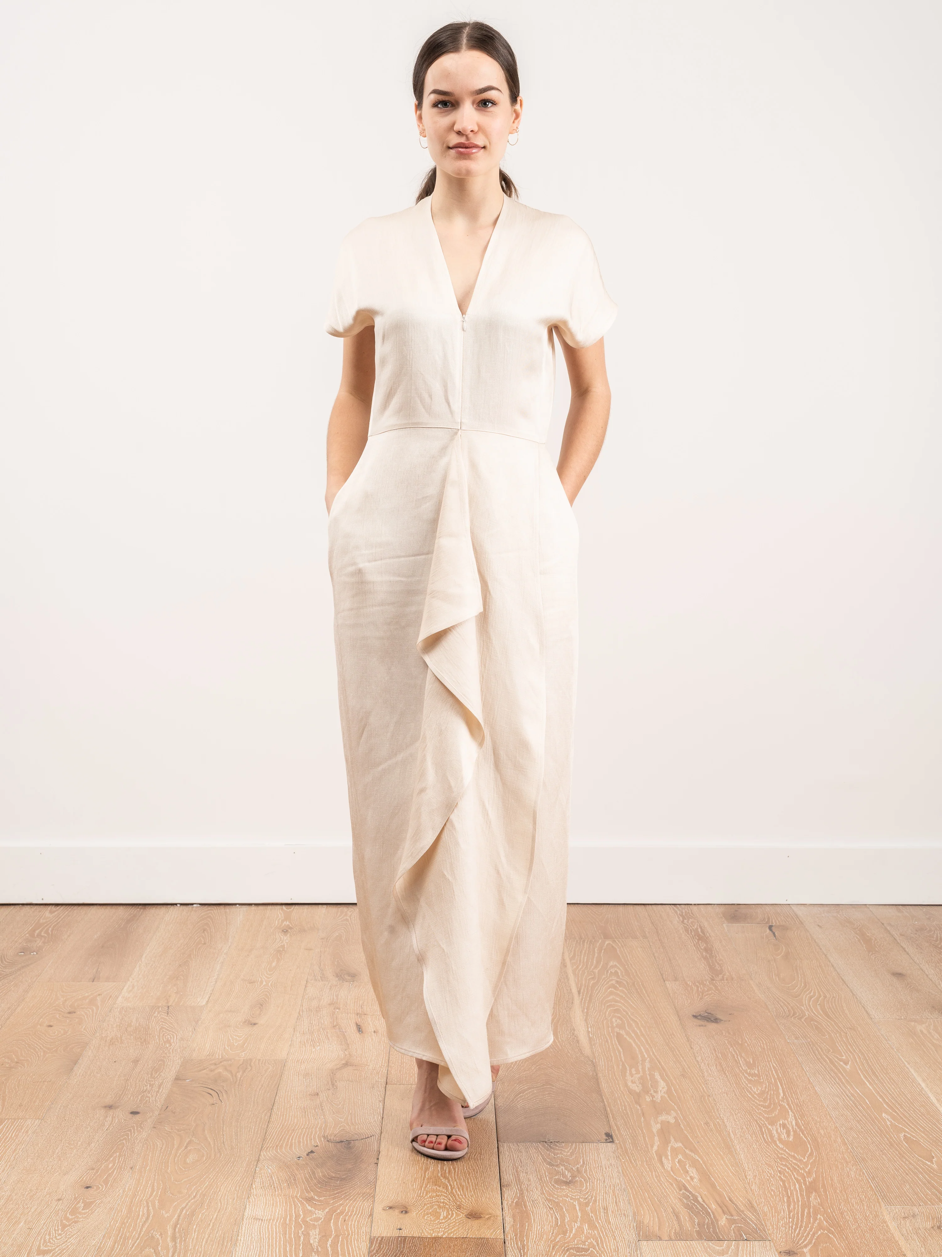 long freya linen drape dress - Image 2
