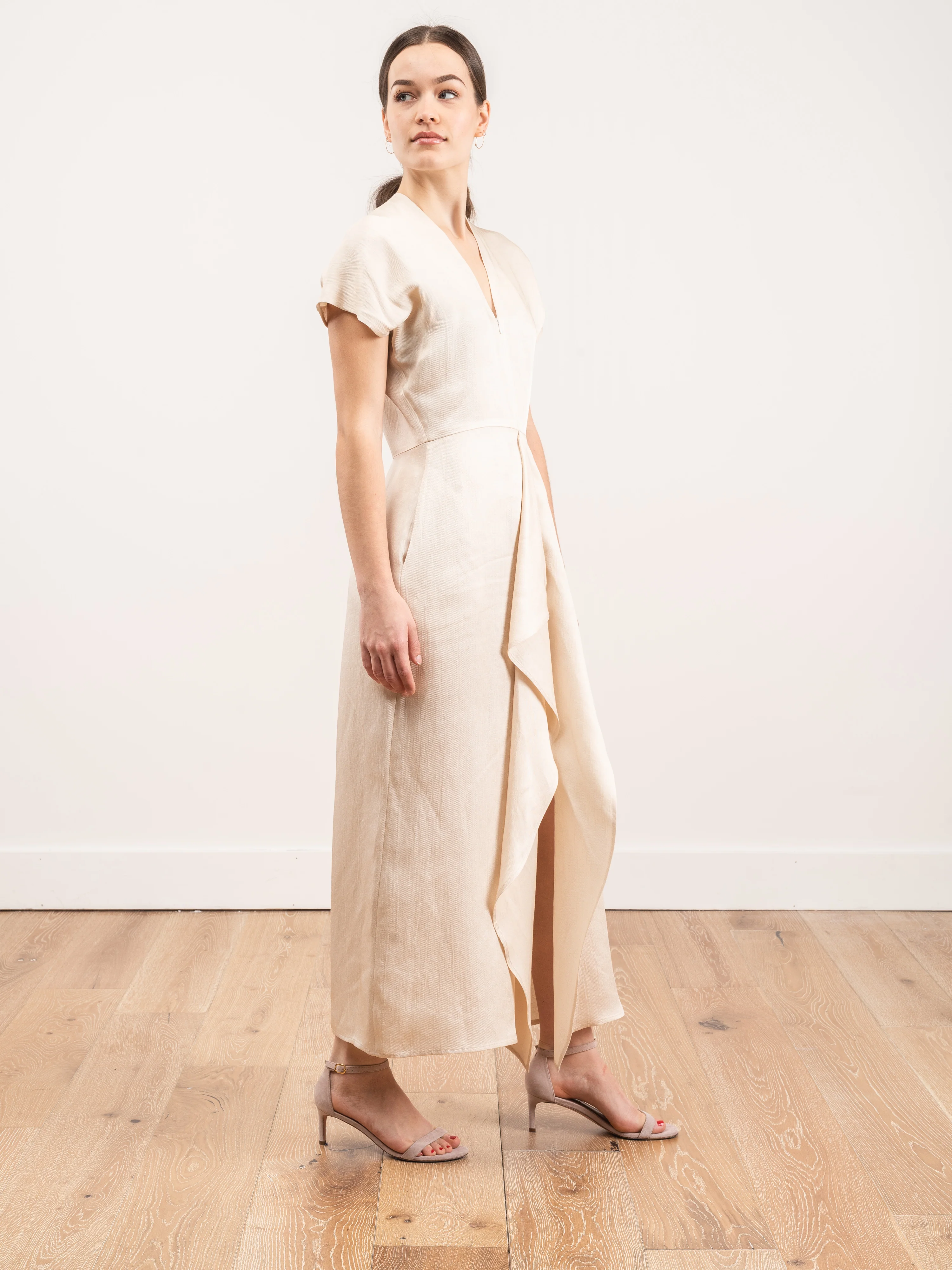 long freya linen drape dress - Image 3