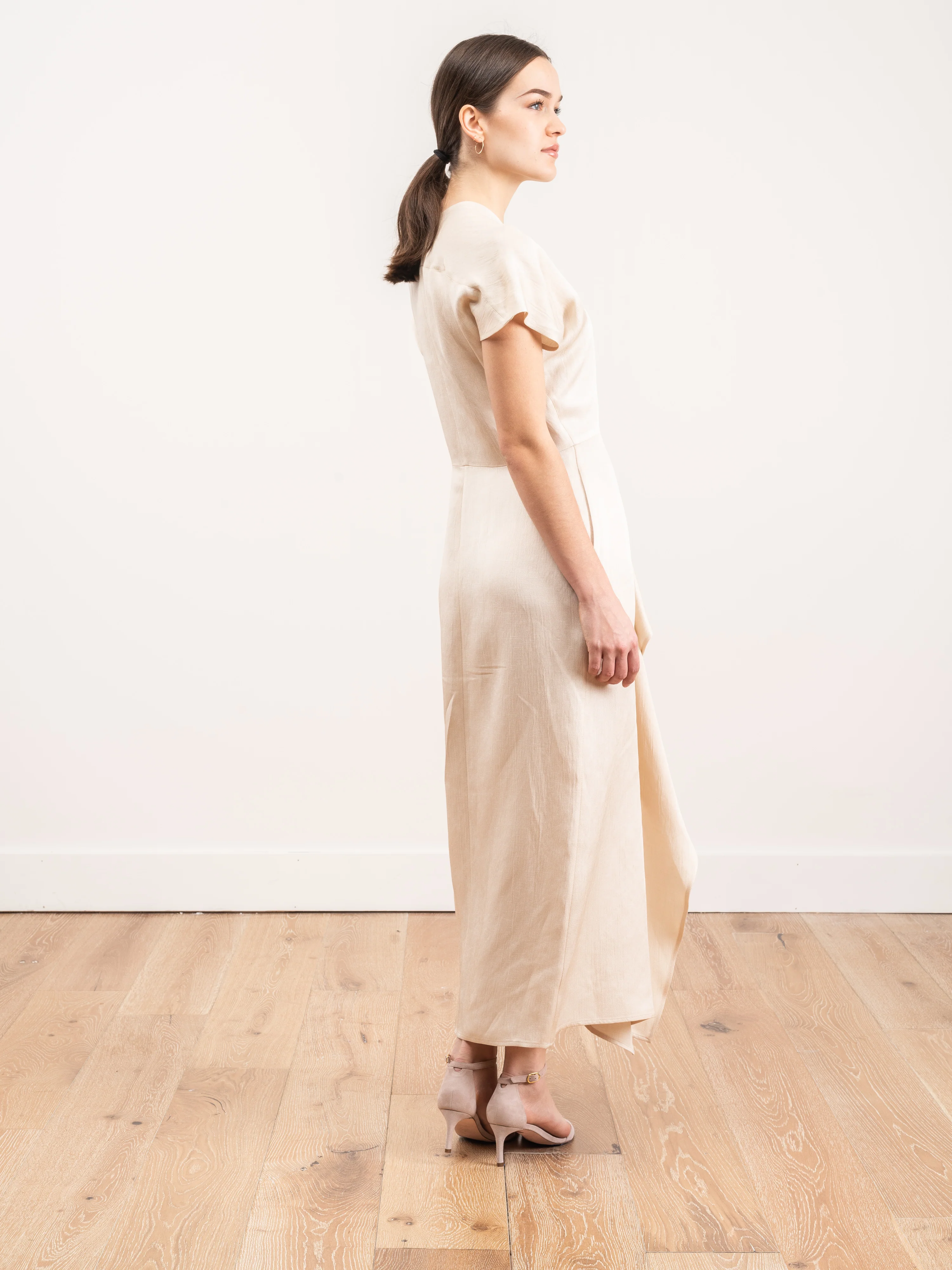 long freya linen drape dress - Image 4
