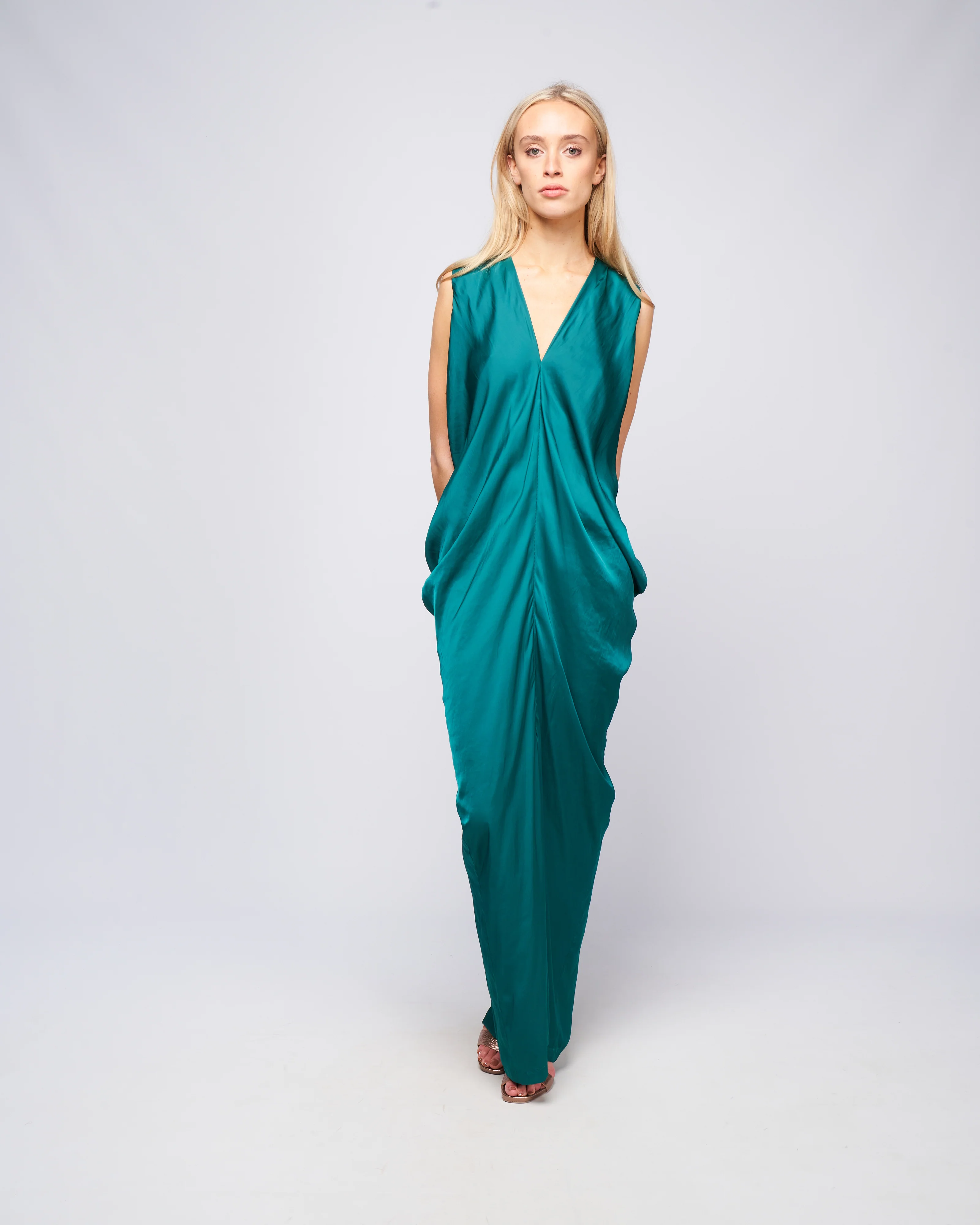 long libi dress- drift - deep teal - Image 2