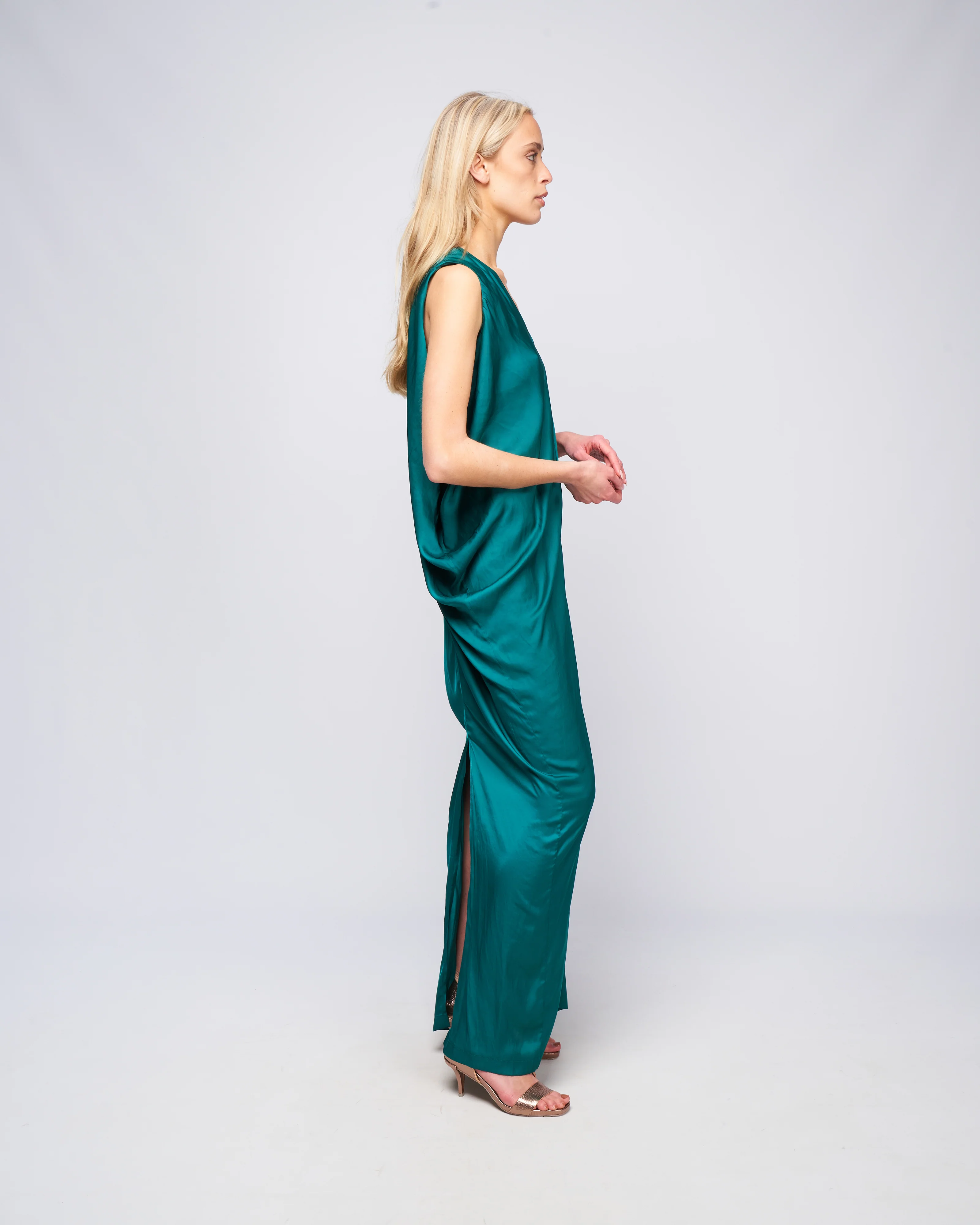 long libi dress- drift - deep teal - Image 3