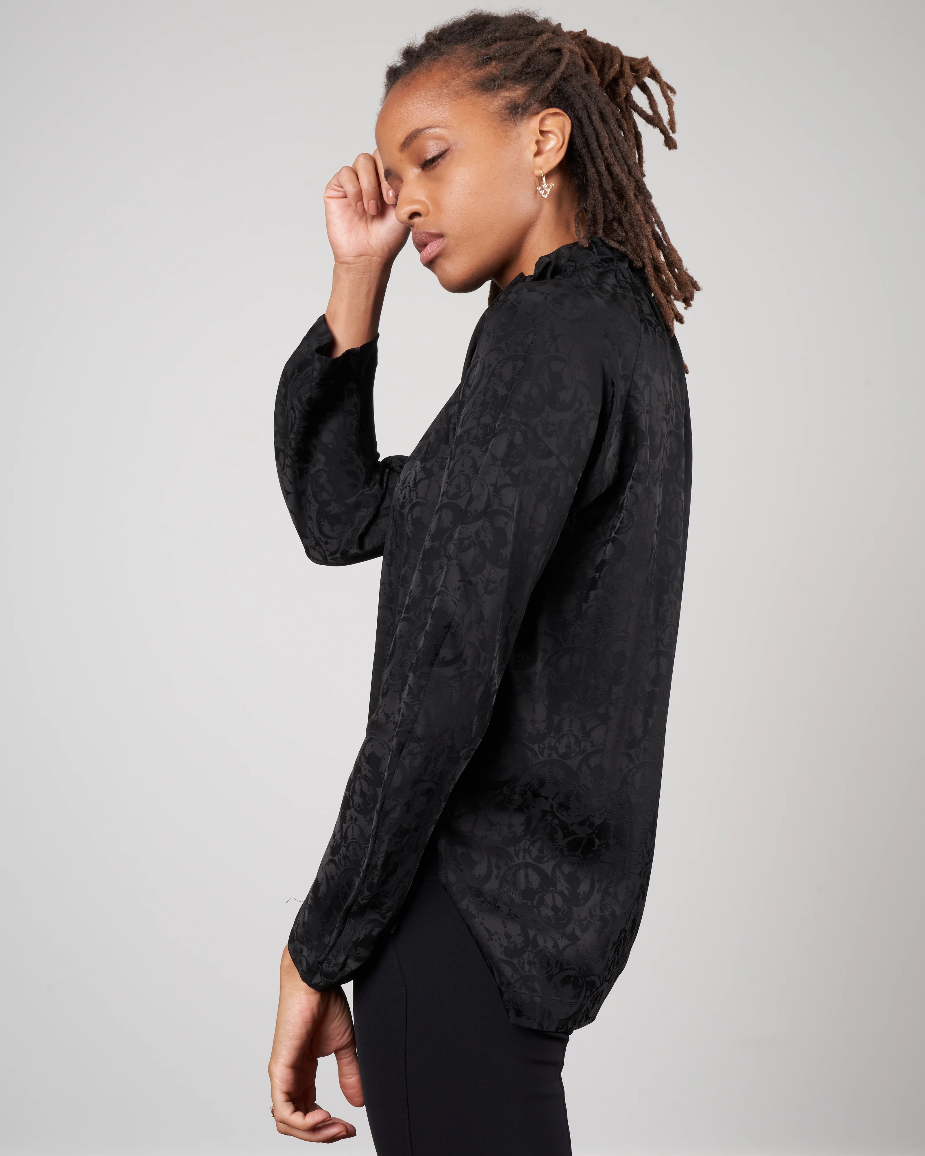 long sleeve ram gaban top - black jacquard - Image 3