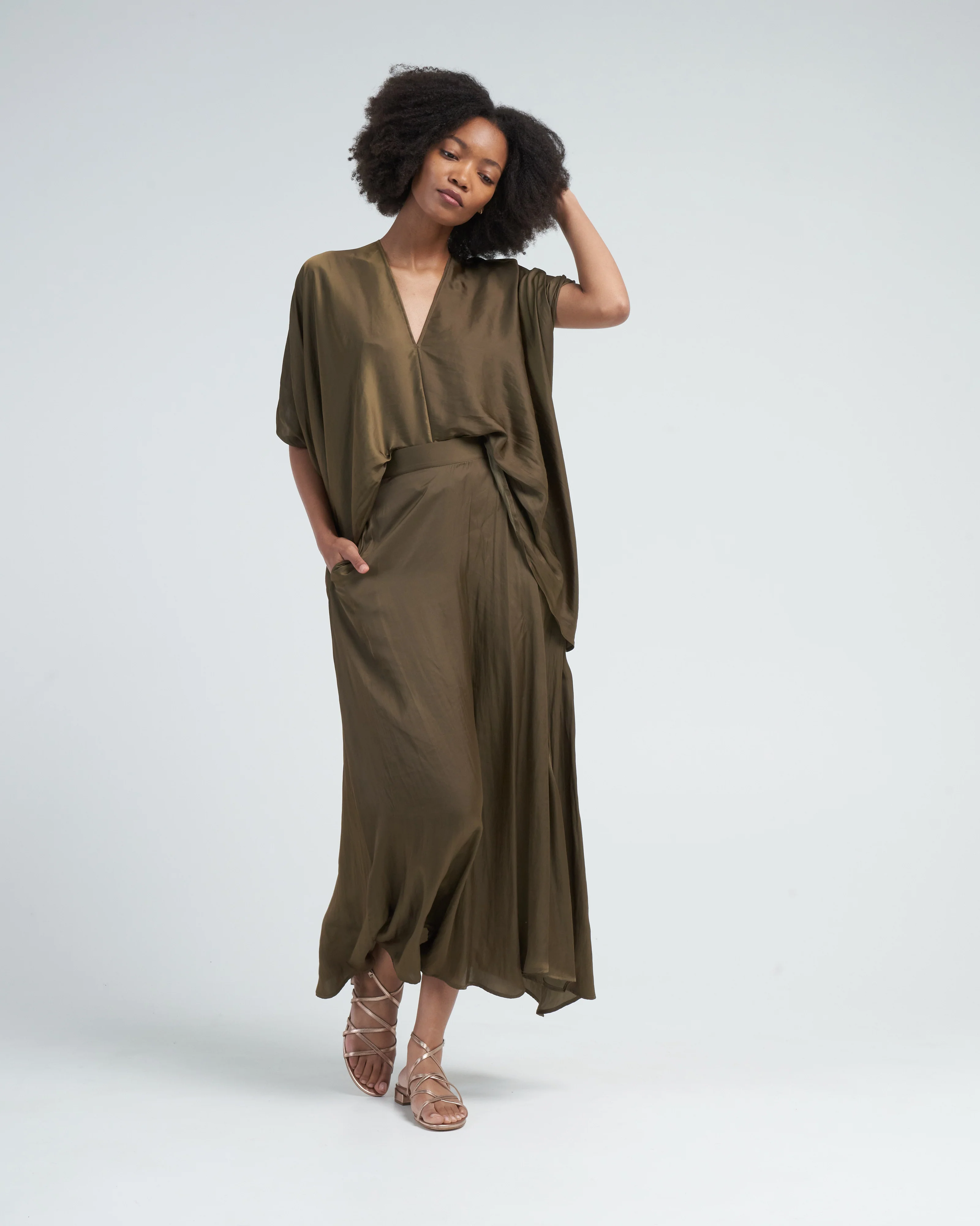 long wave skirt - olive - Image 2
