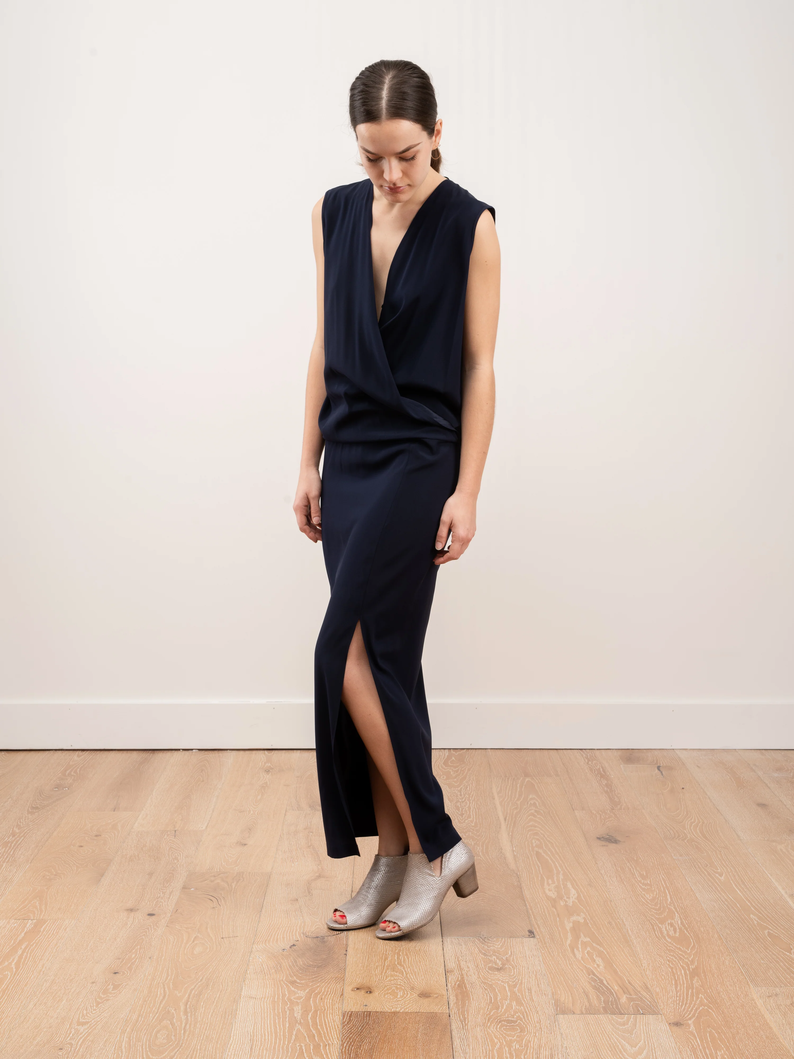 long wrap jazmin dress - ink jet - Image 2