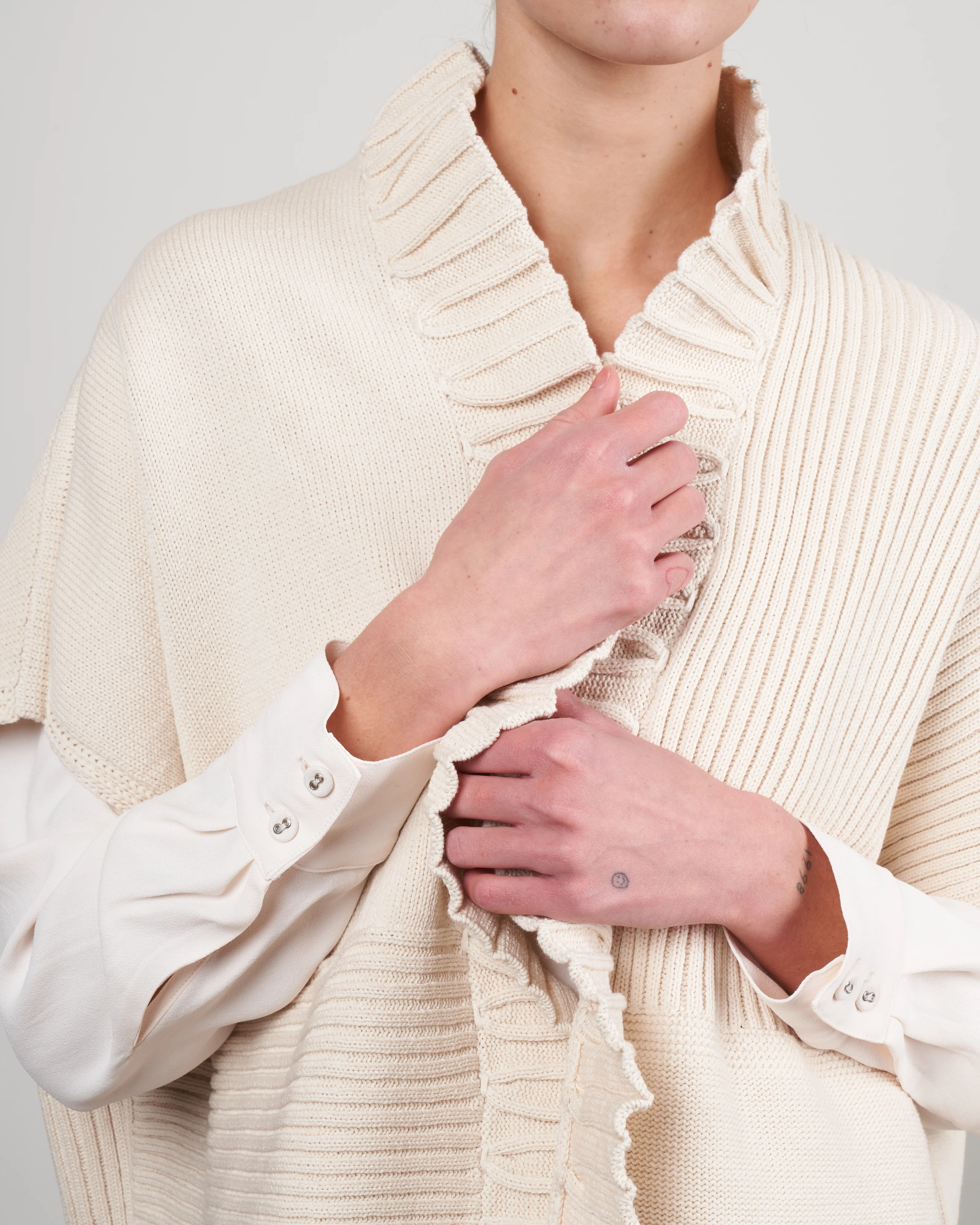 patchwork ruffle shrug - bone - Image 5