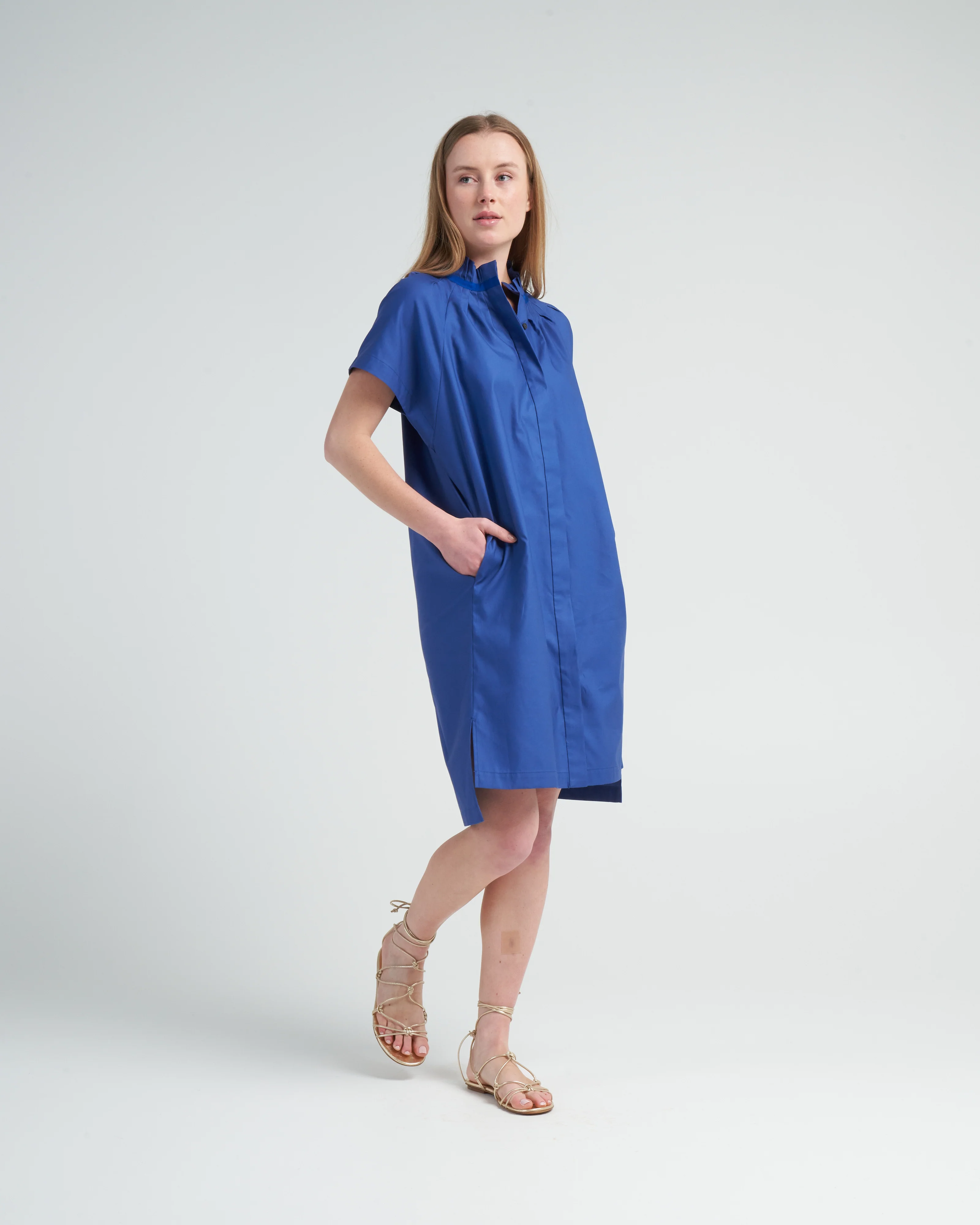 pintuck day dress - royal blue - Image 2