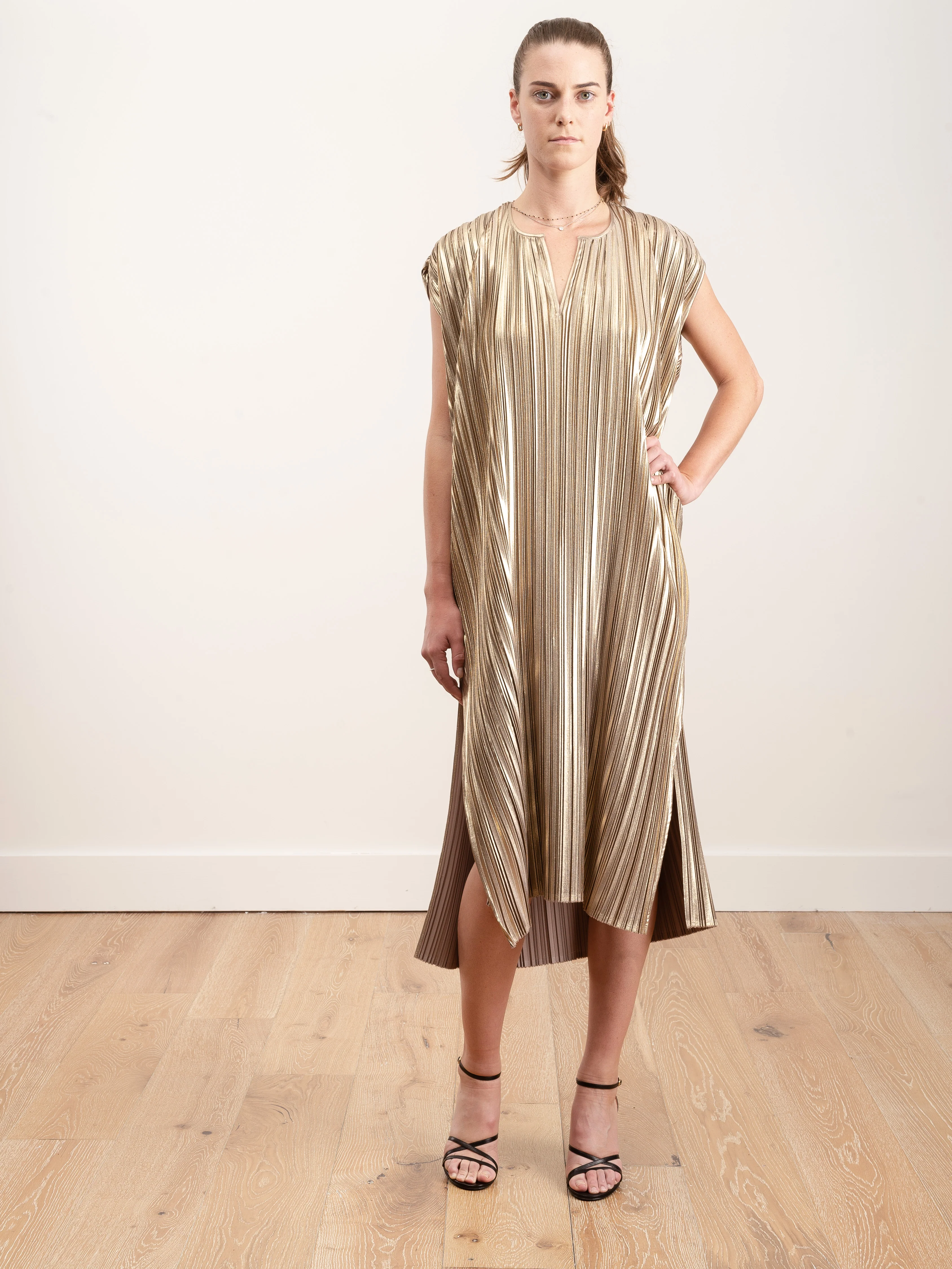 plisse caftan - gold - Image 2