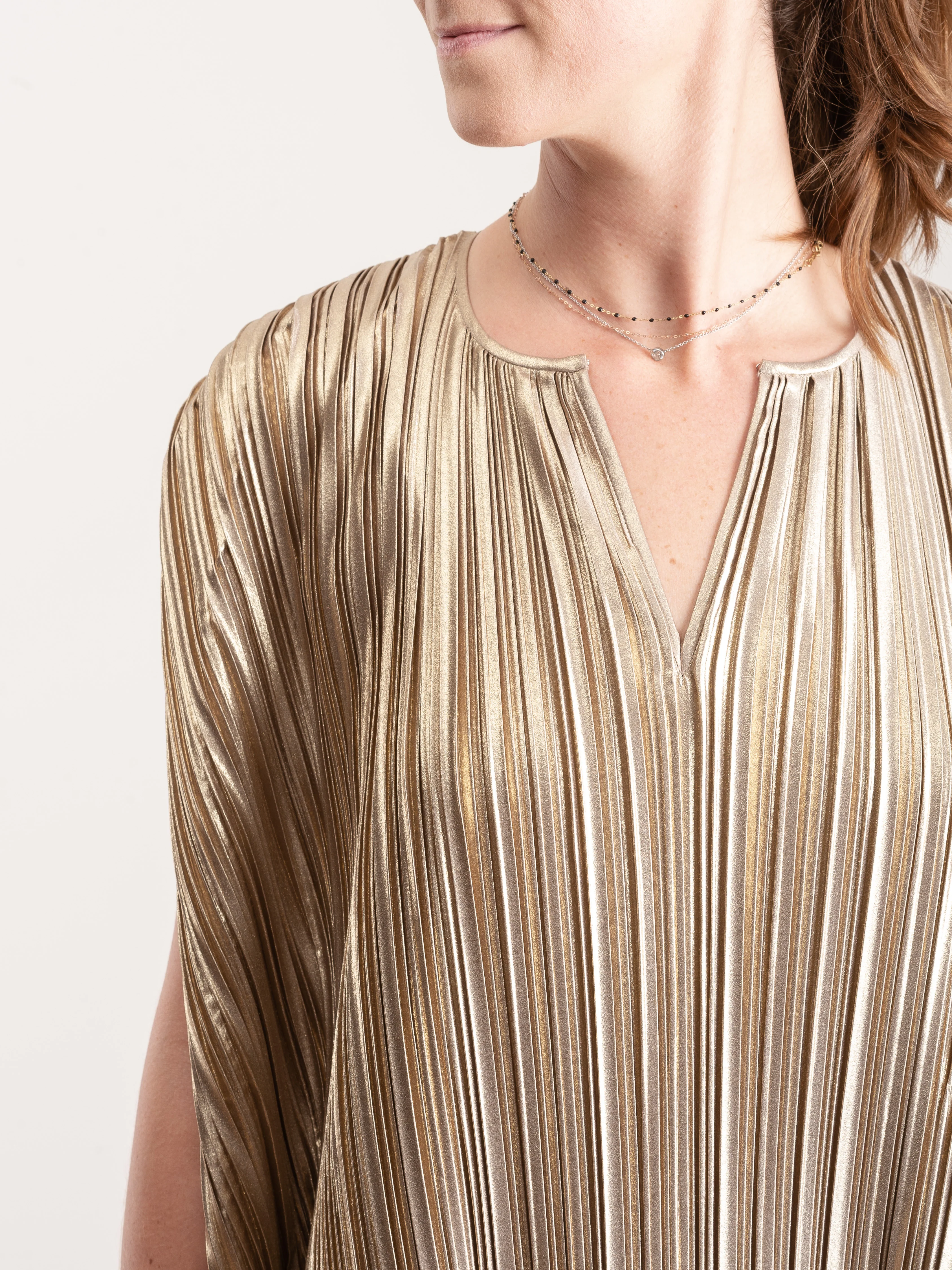 plisse caftan - gold - Image 5