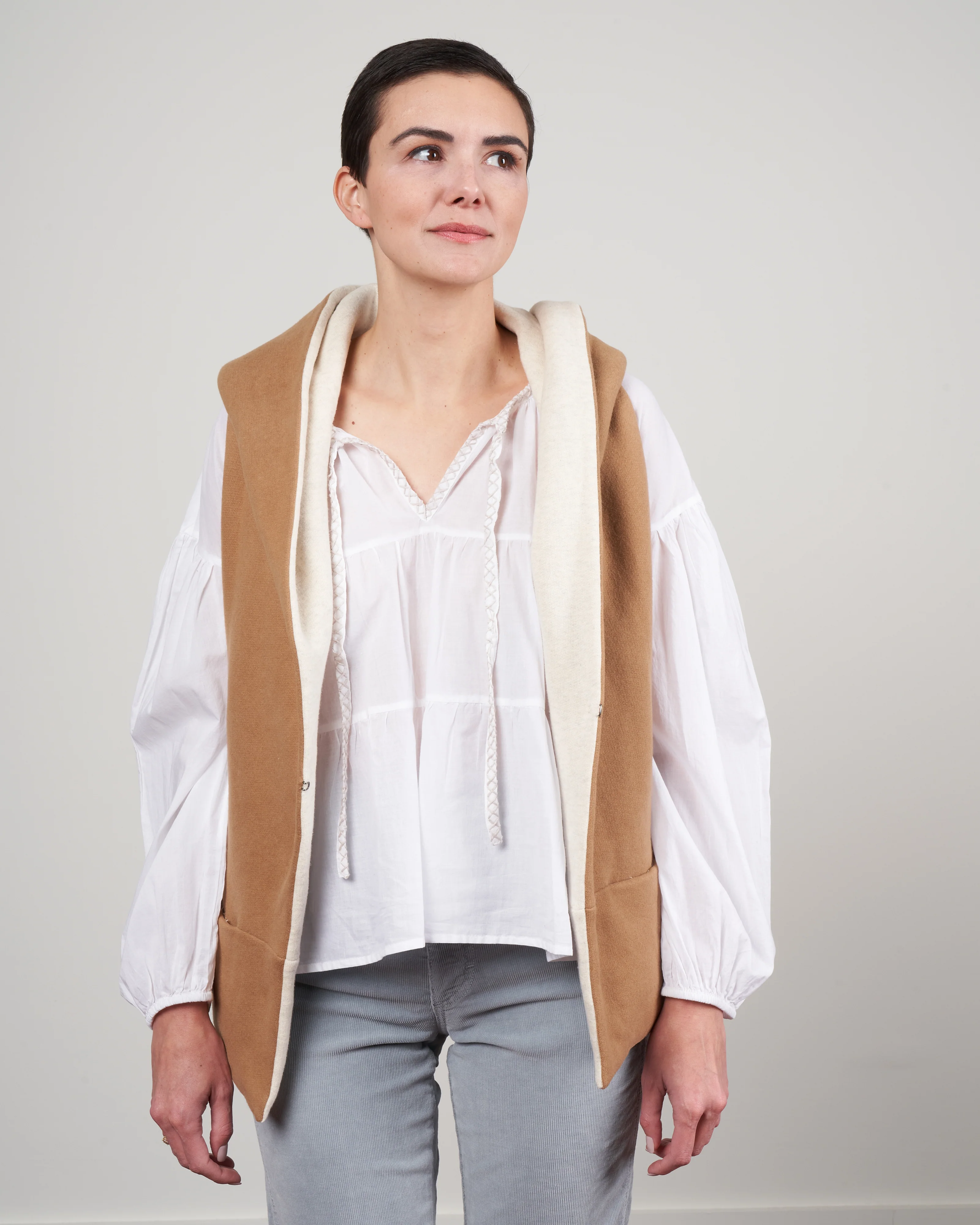 reversible joey jacket vest - camel ivory - Image 2