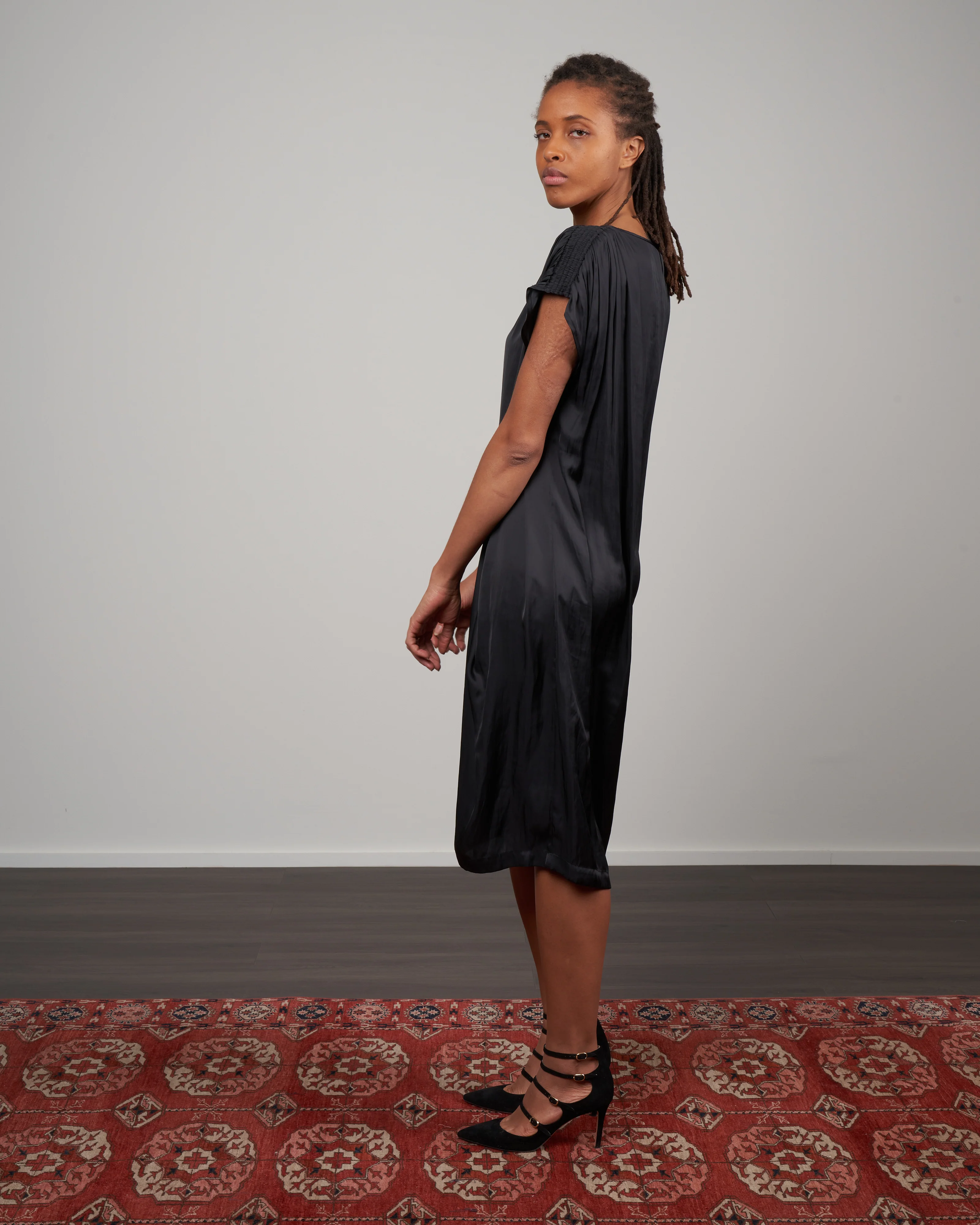 ruched fold dress - black - Image 2
