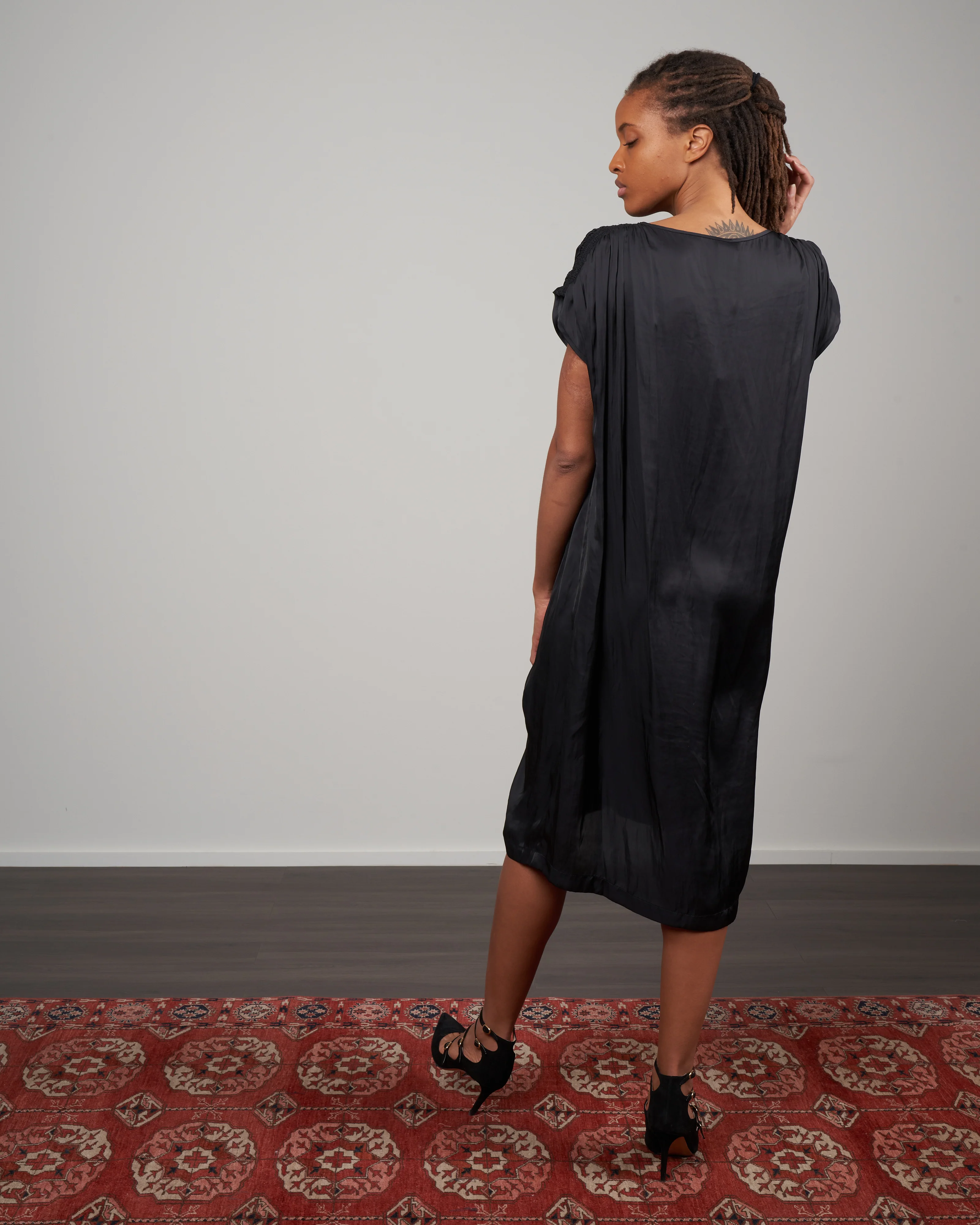 ruched fold dress - black - Image 3