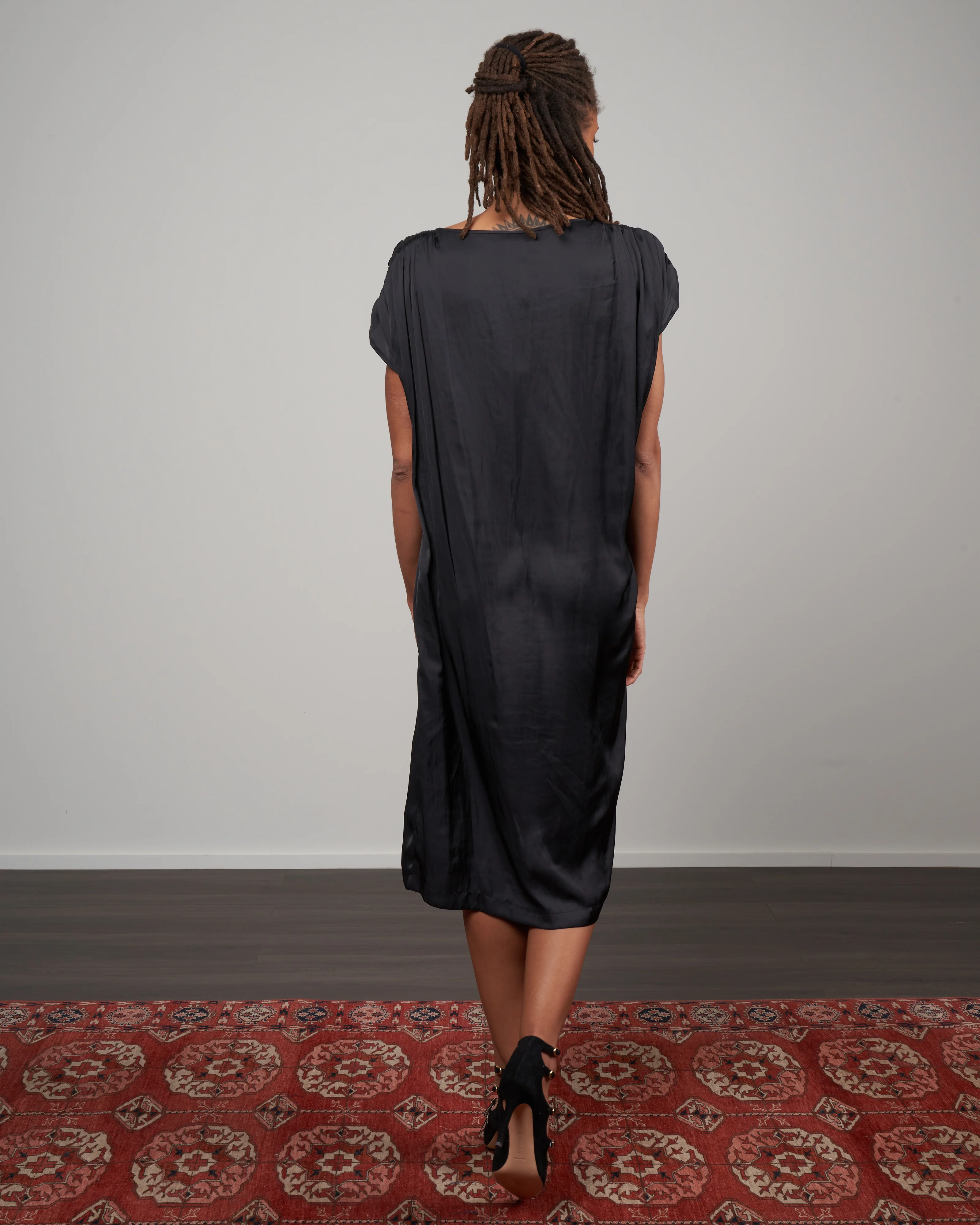 ruched fold dress - black - Image 4