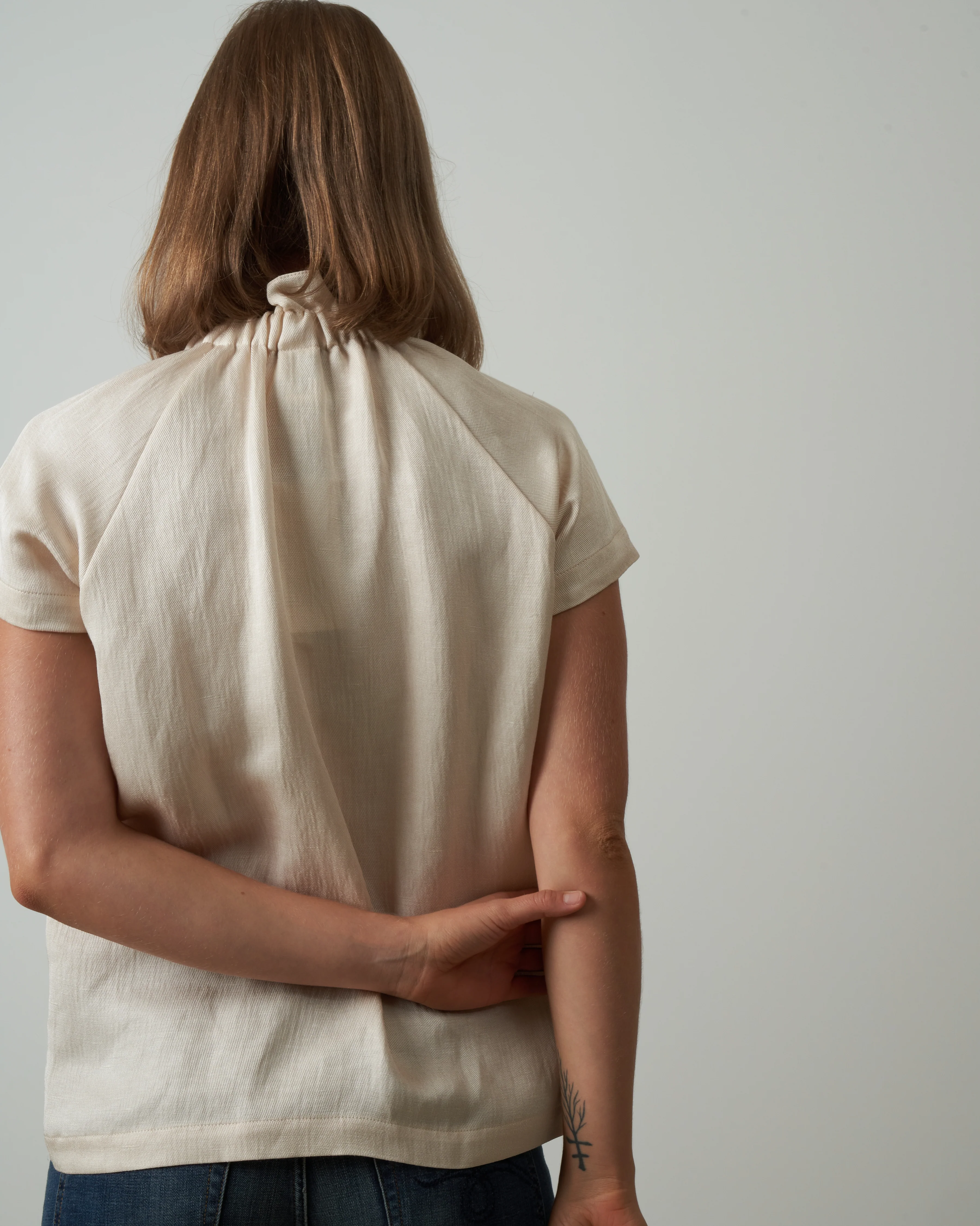 ruched gaban top - greige - Image 2