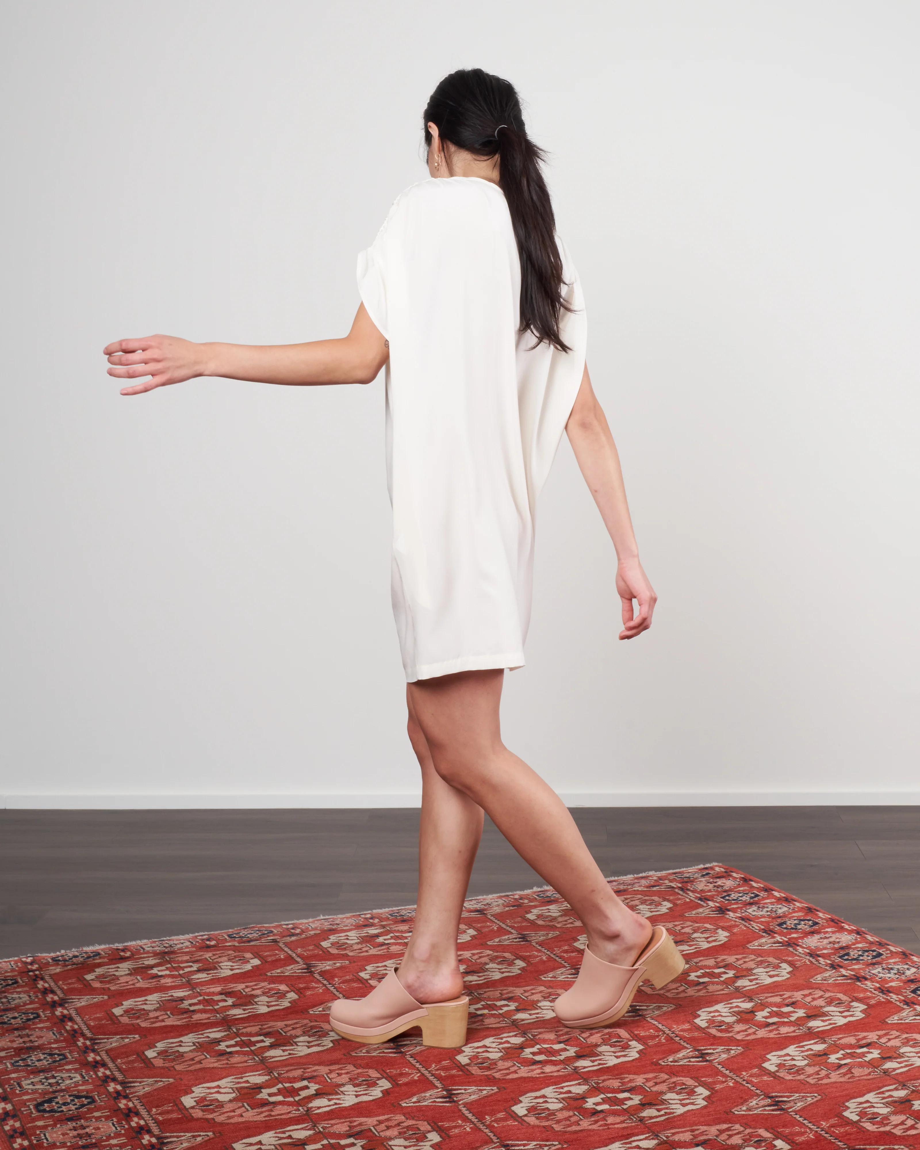 ruched muscle tunic - white silk charmeuse - Image 4