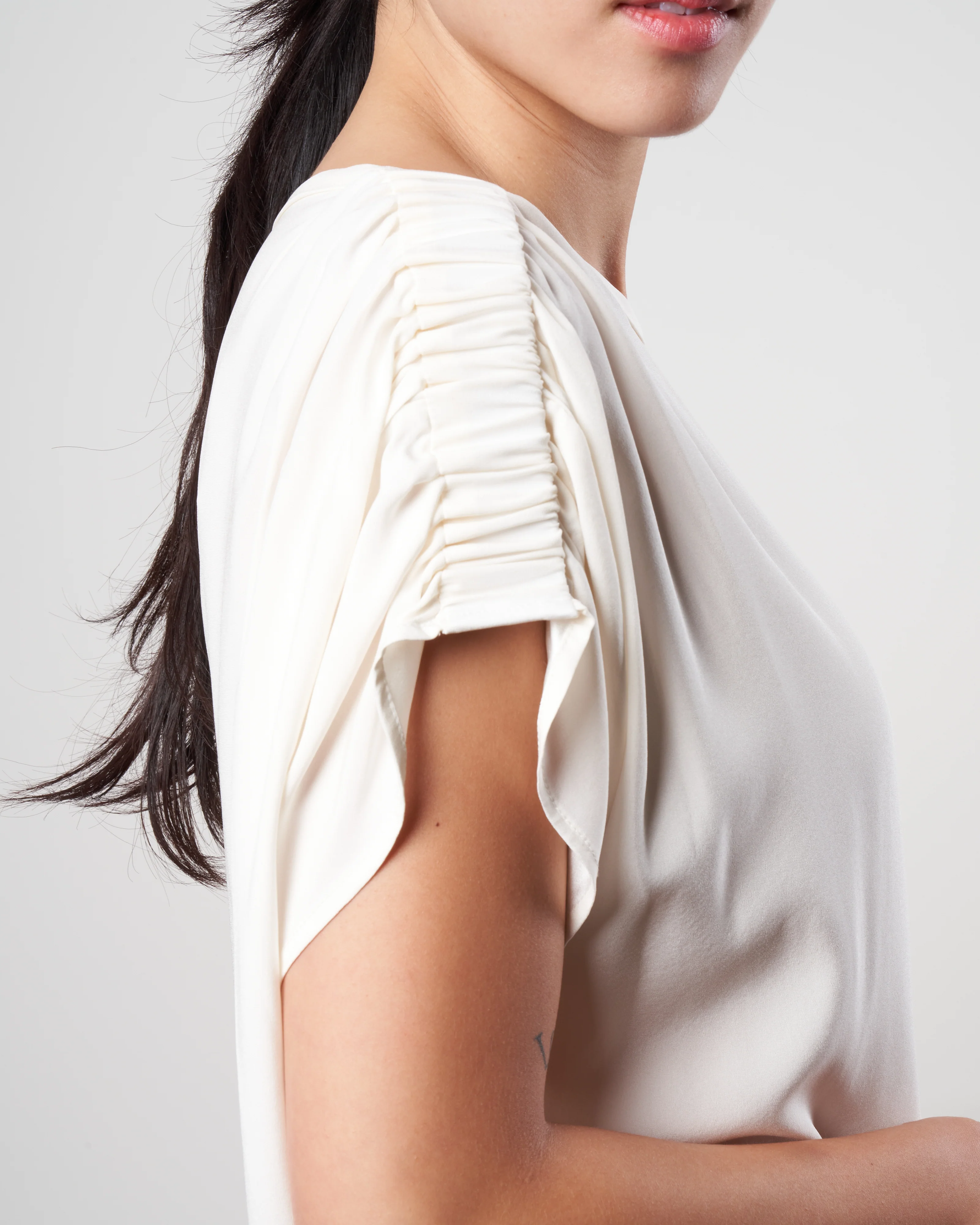 ruched muscle tunic - white silk charmeuse - Image 5