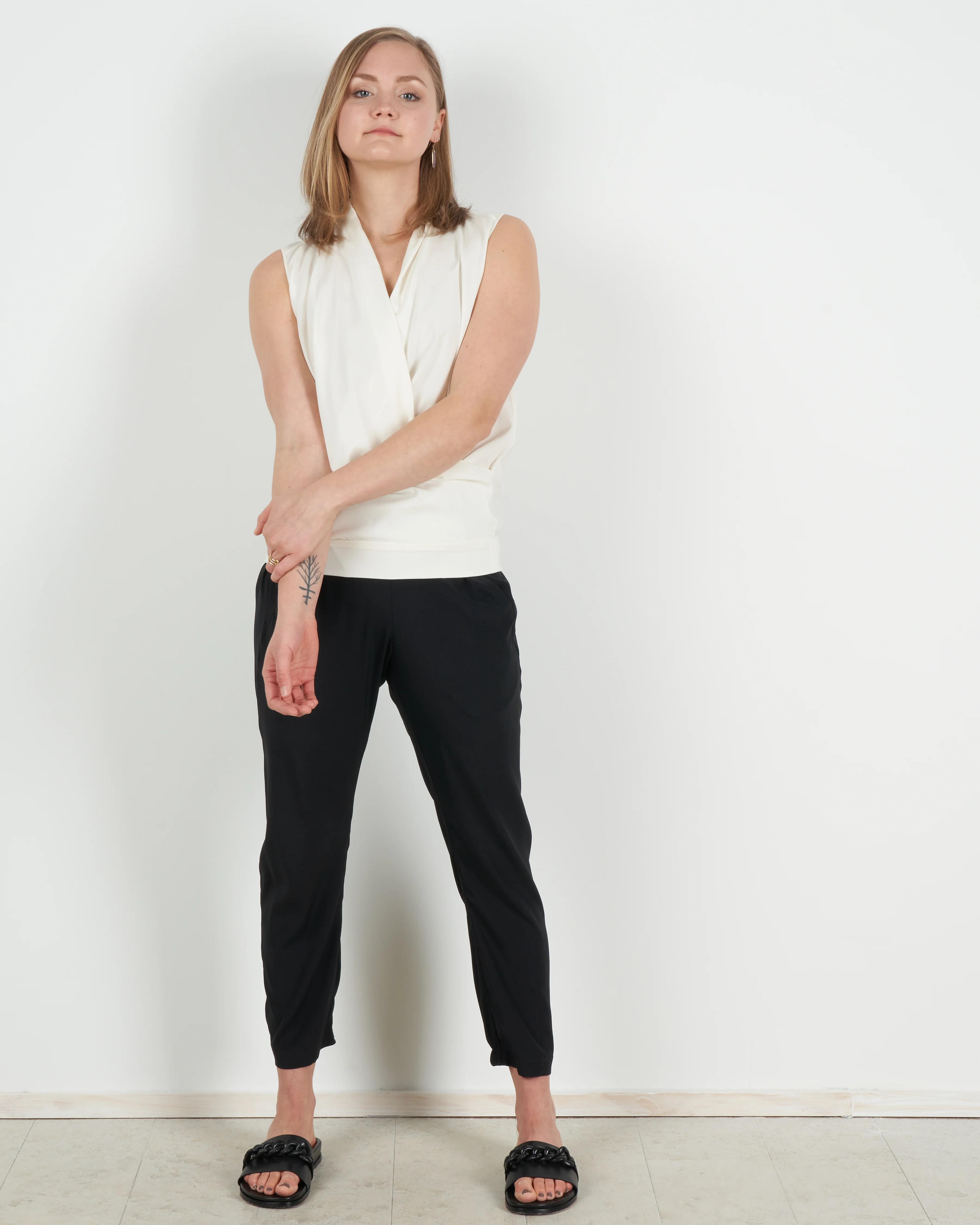 jazmin silk charmeuse top - white pepper - Image 2