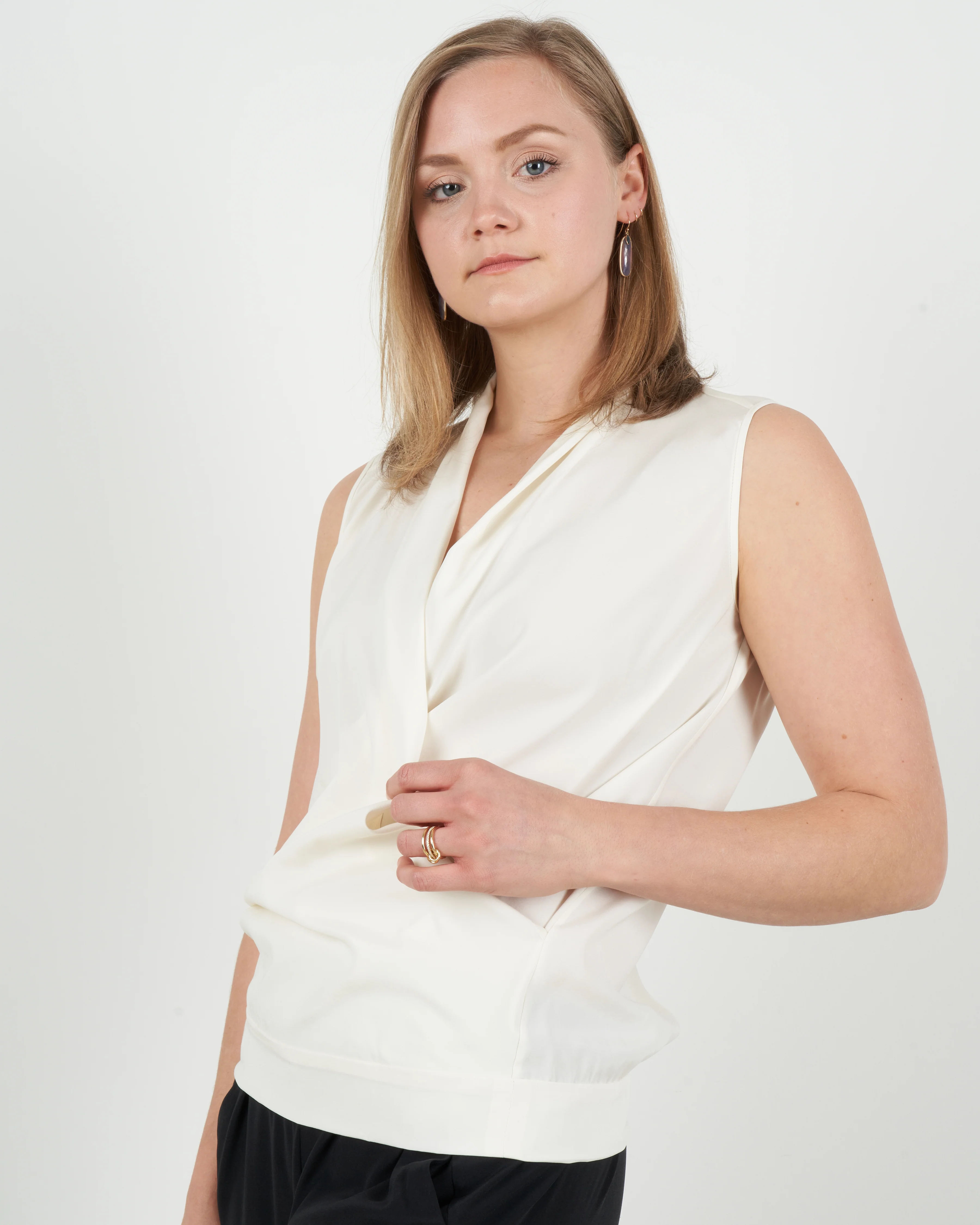jazmin silk charmeuse top - white pepper - Image 3
