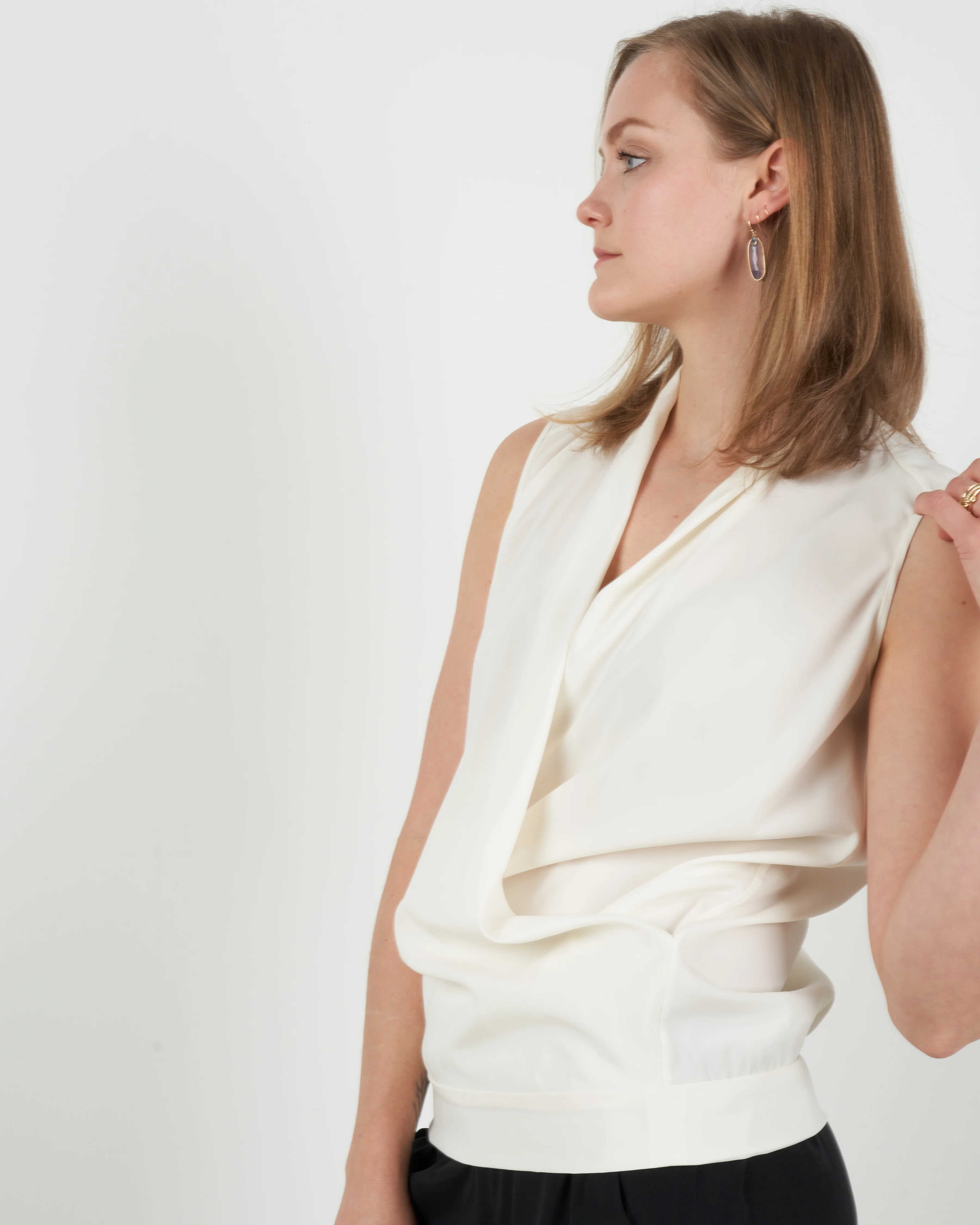 jazmin silk charmeuse top - white pepper - Image 4