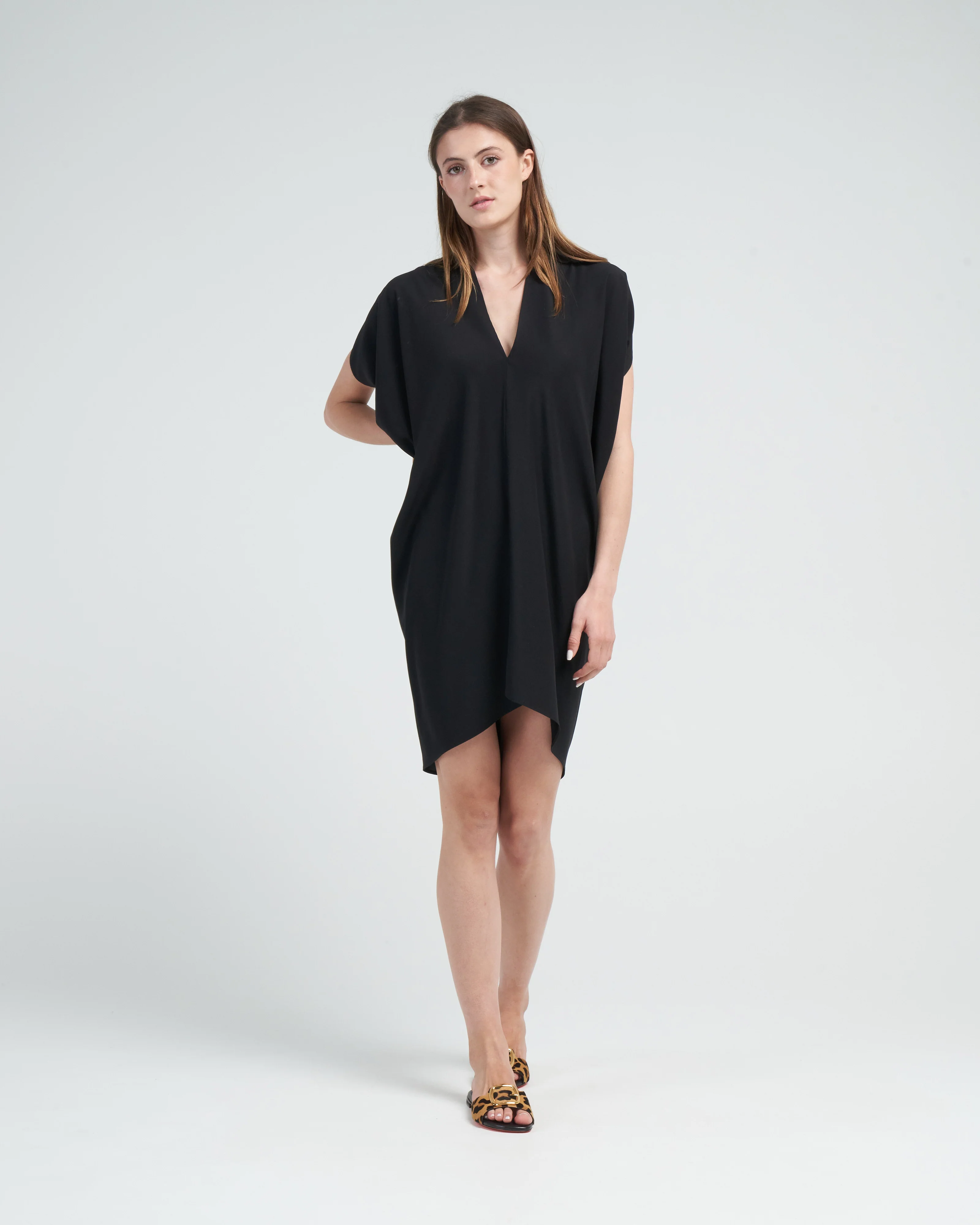 simple foil mini dress - black - Image 2