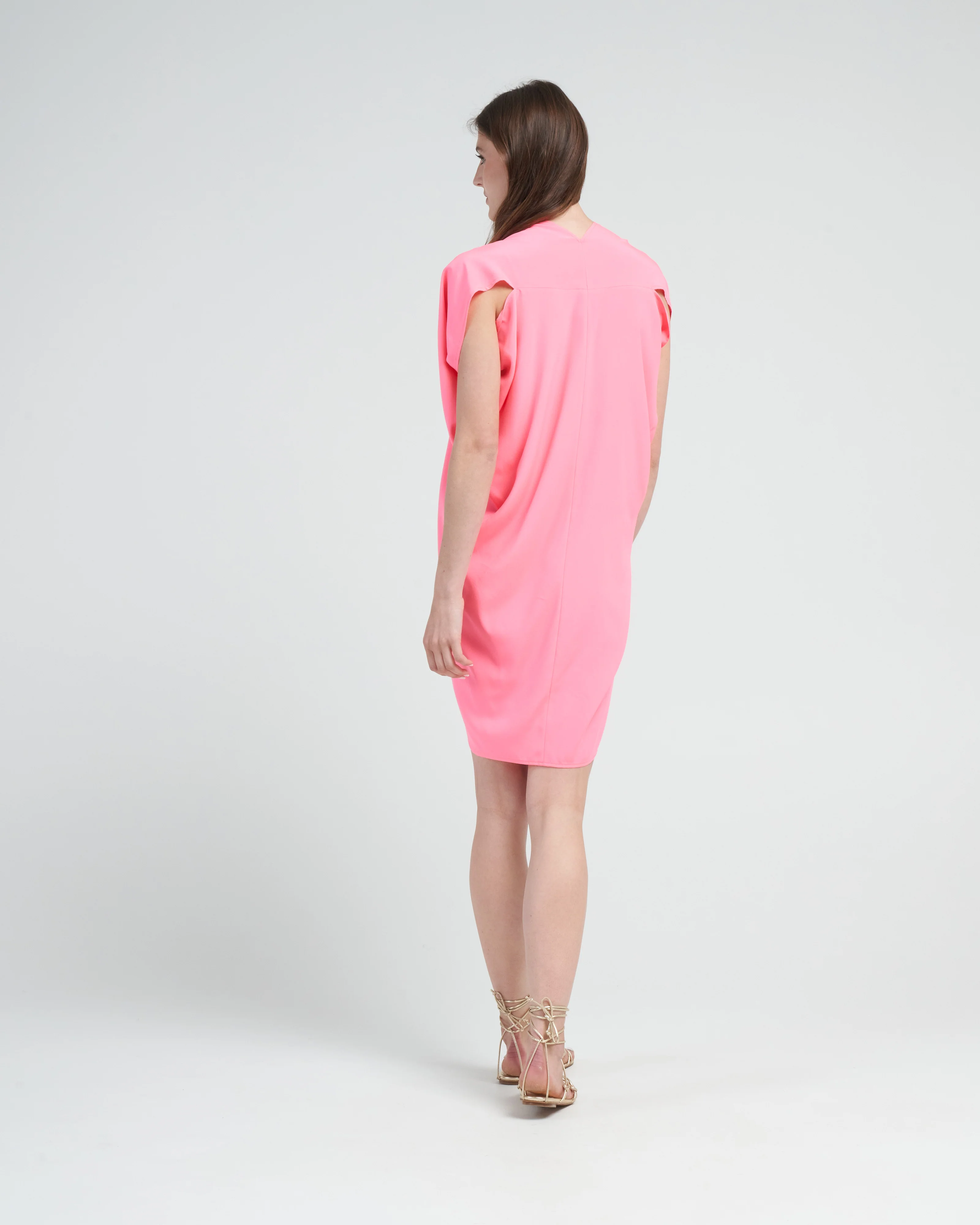 simple foil mini dress - neon rose - Image 4