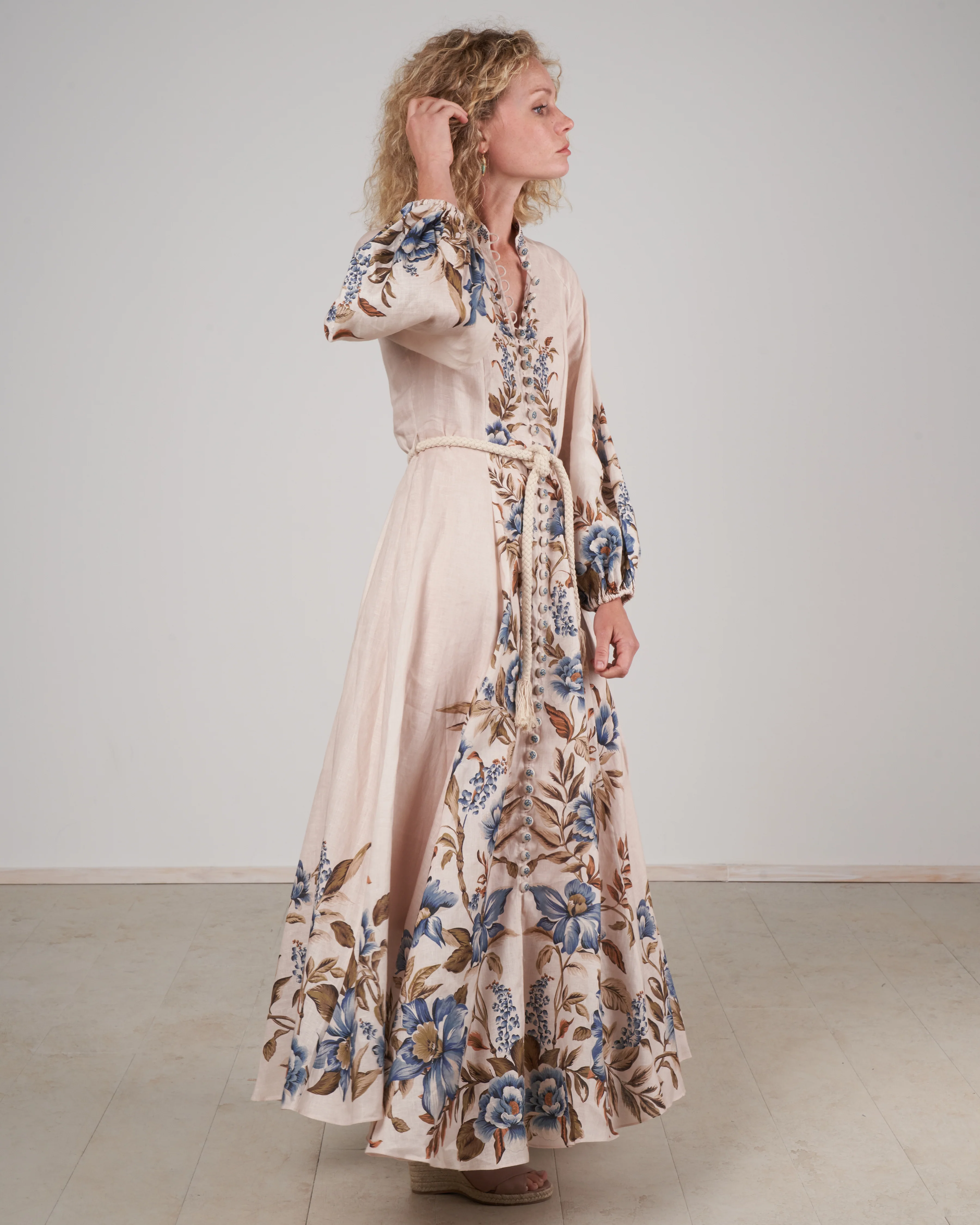aliane billow long dress - khaki floral khf - Image 4