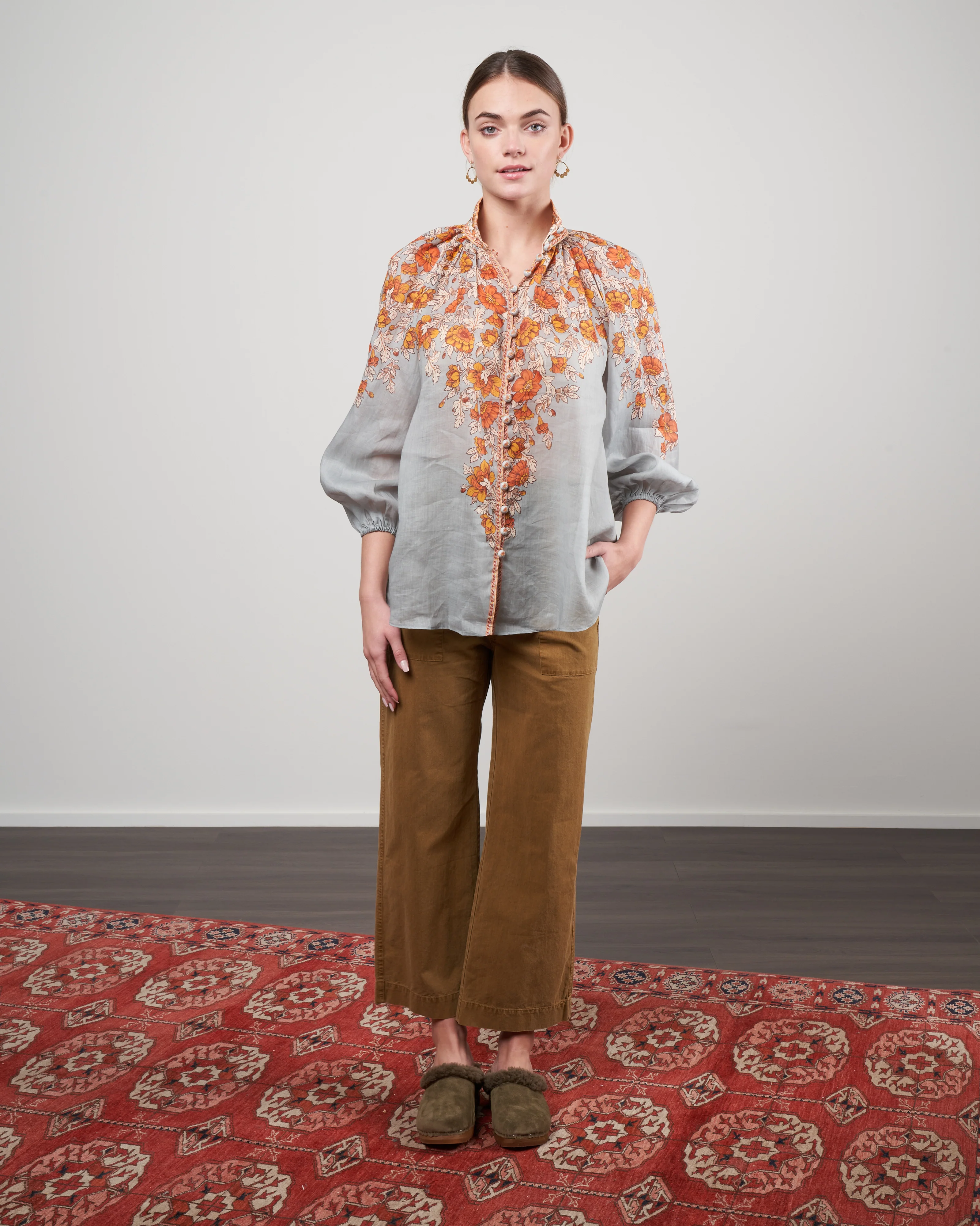 andie billow blouse - dusty blue floral dblf - Image 2