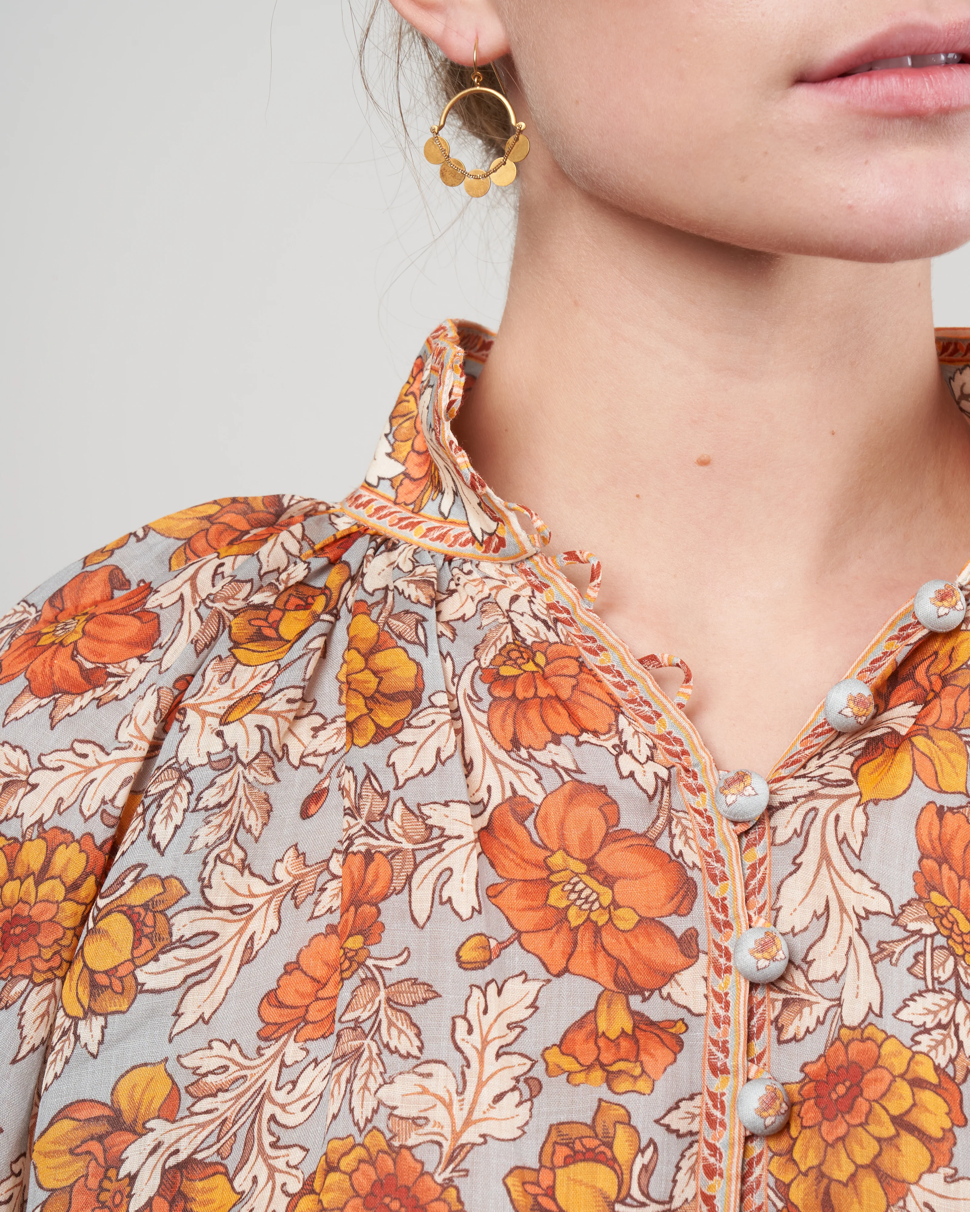 andie billow blouse - dusty blue floral dblf - Image 5