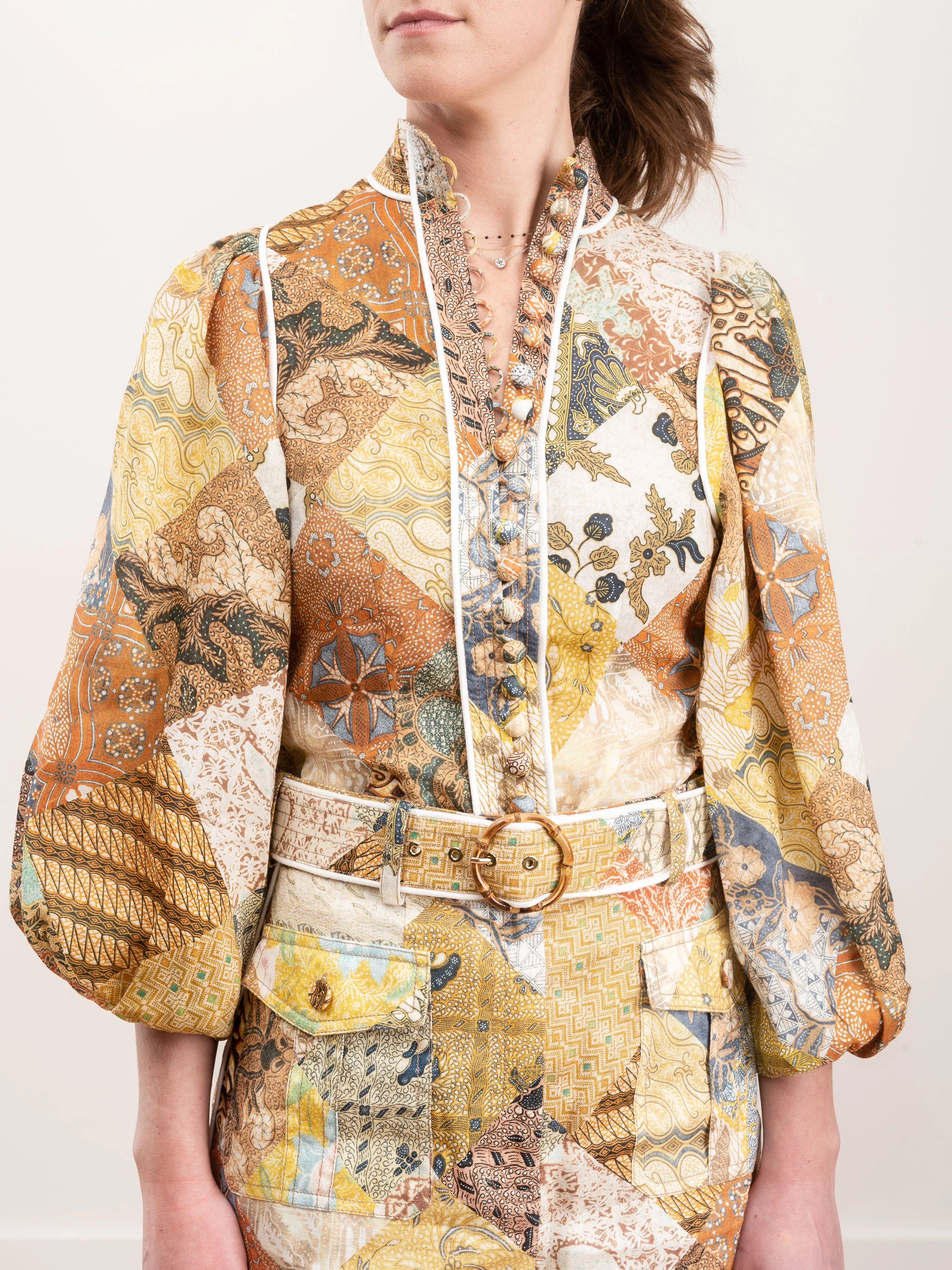 brightside piped body shirt - batik patch - Image 2