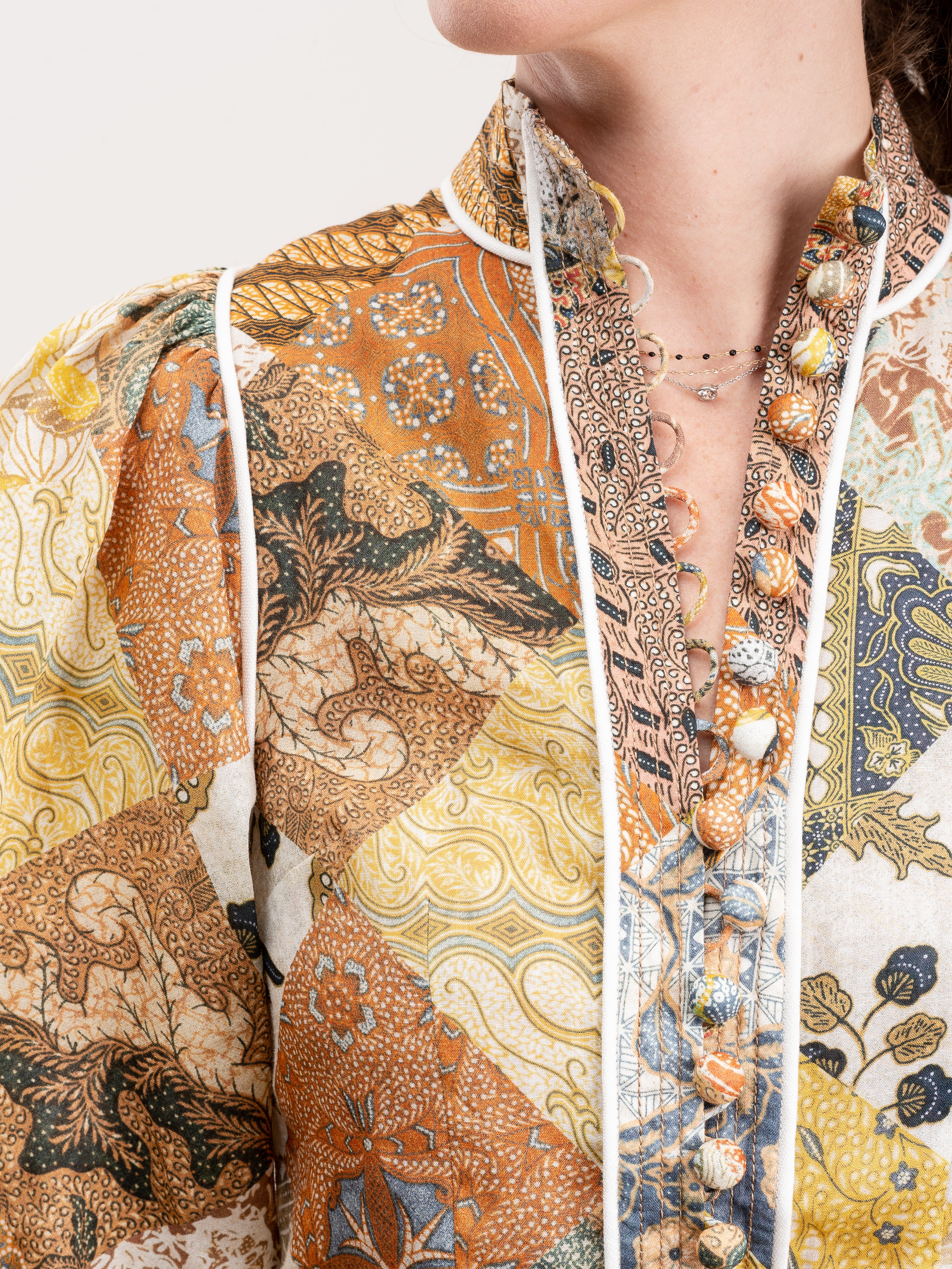 brightside piped body shirt - batik patch - Image 5