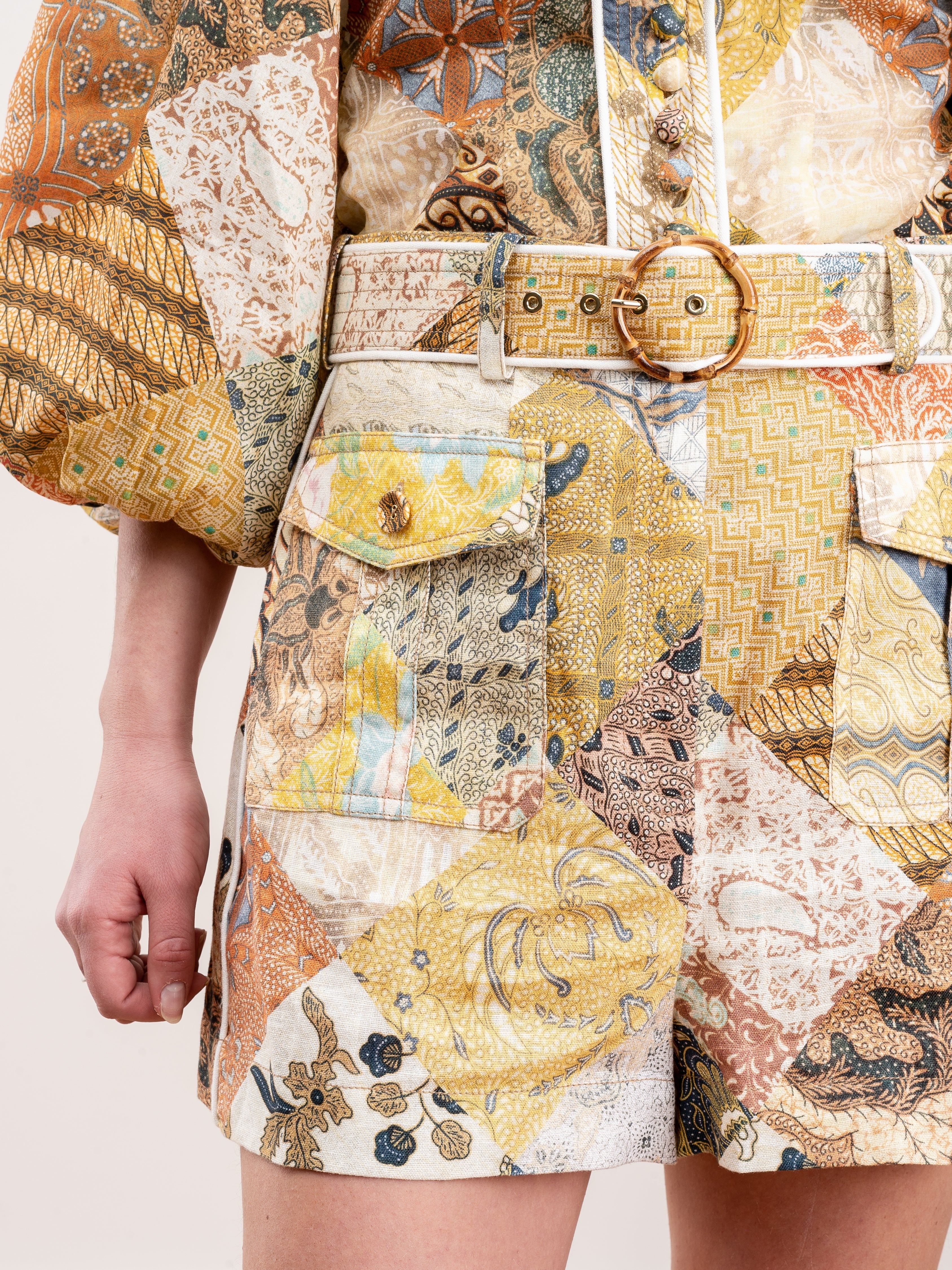 brightside piped shorts - batik patch - Image 5