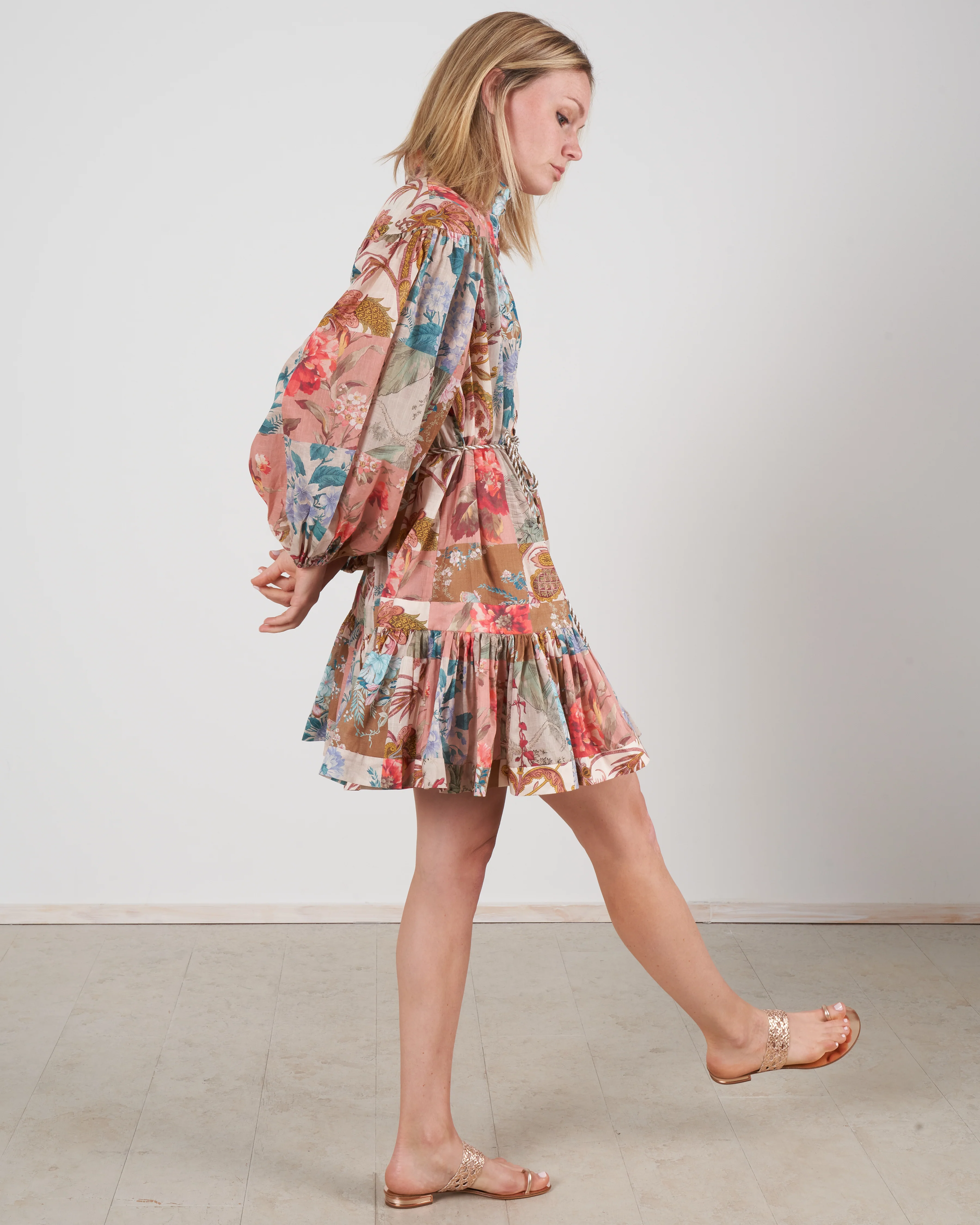 cassia drop waist mini dress - patchwork floral pkfl - Image 2
